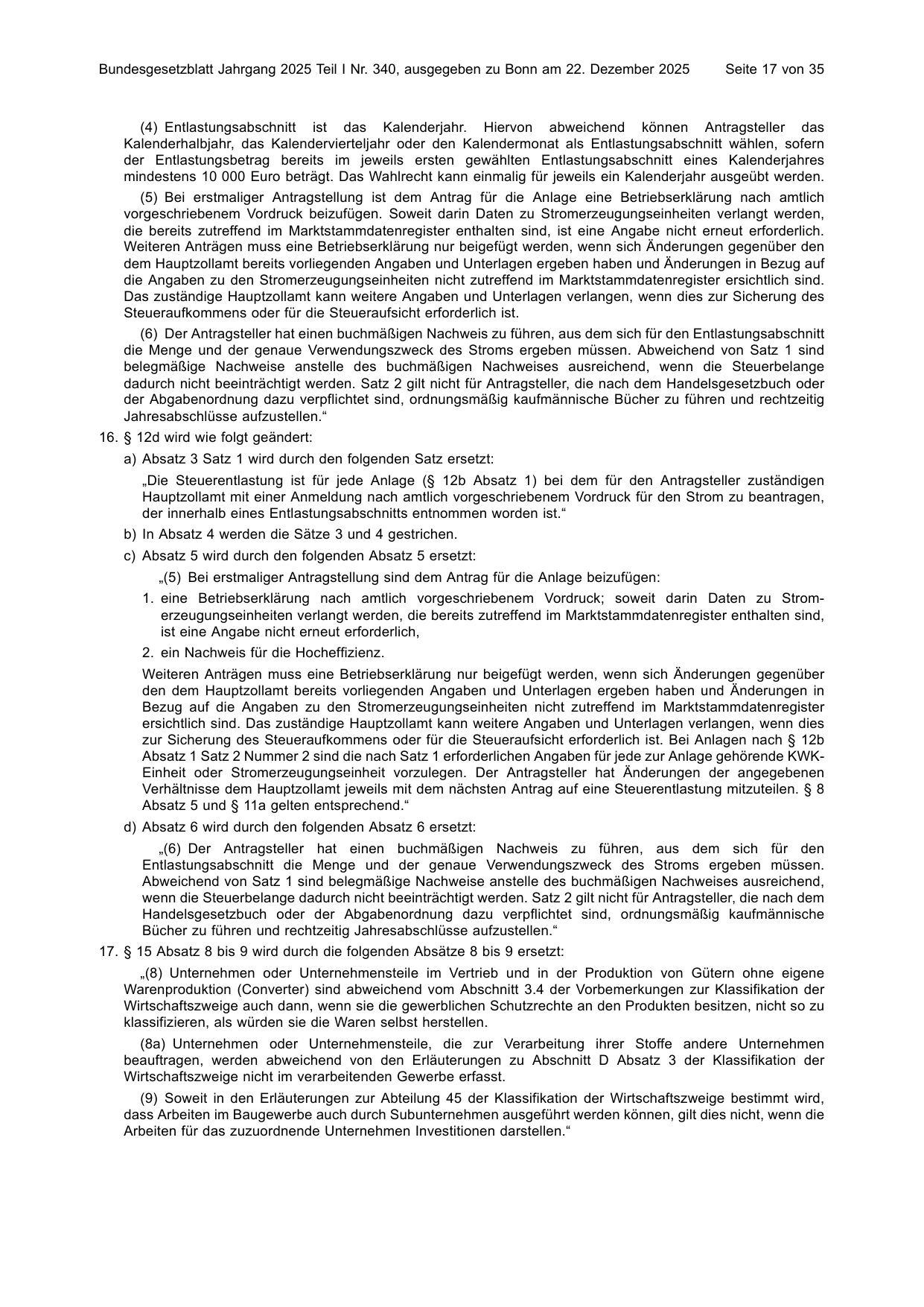 BGBl. 2025, Seite 17 — Originalseite als Abbildung