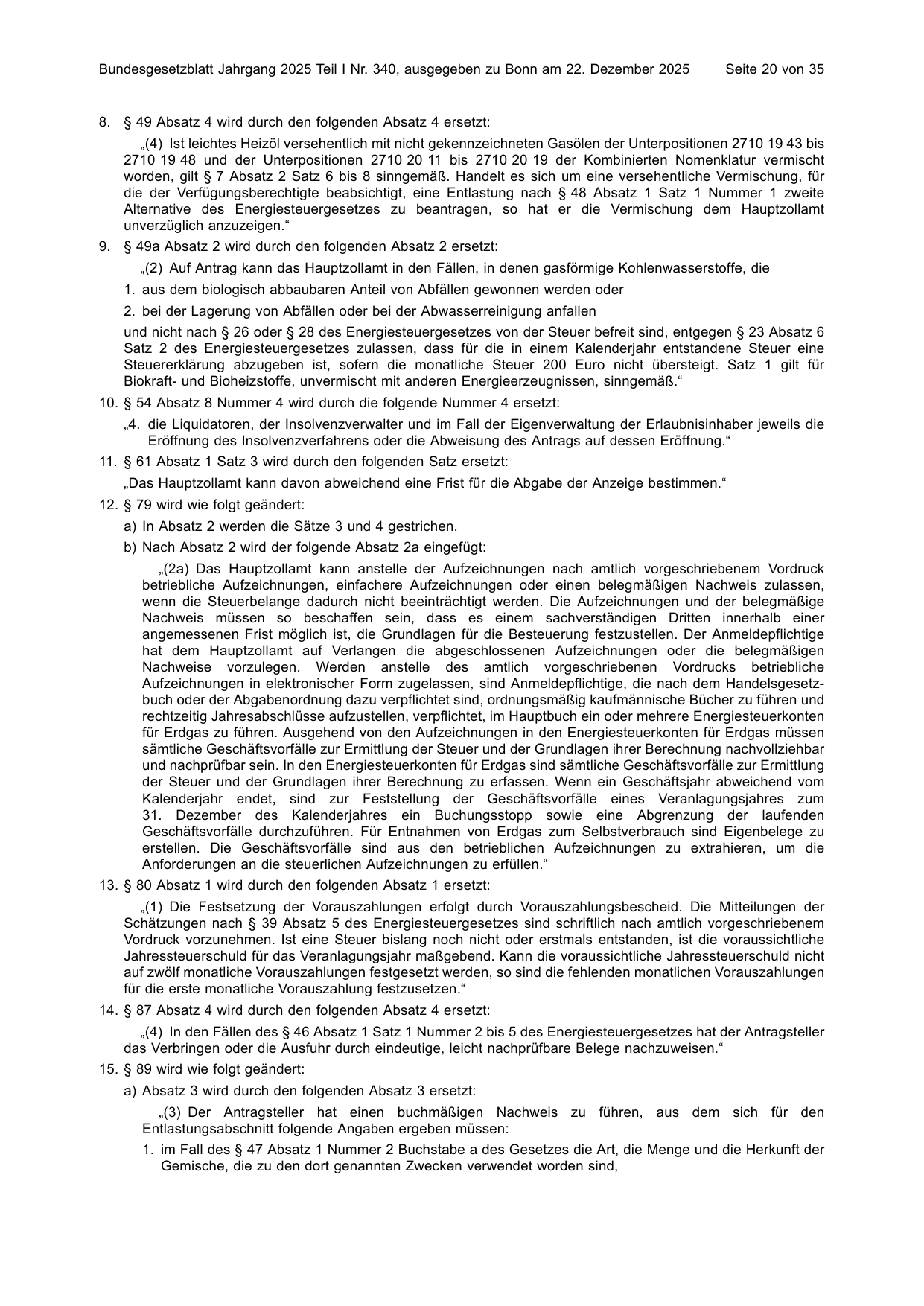 BGBl. 2025, Seite 20 — Originalseite als Abbildung