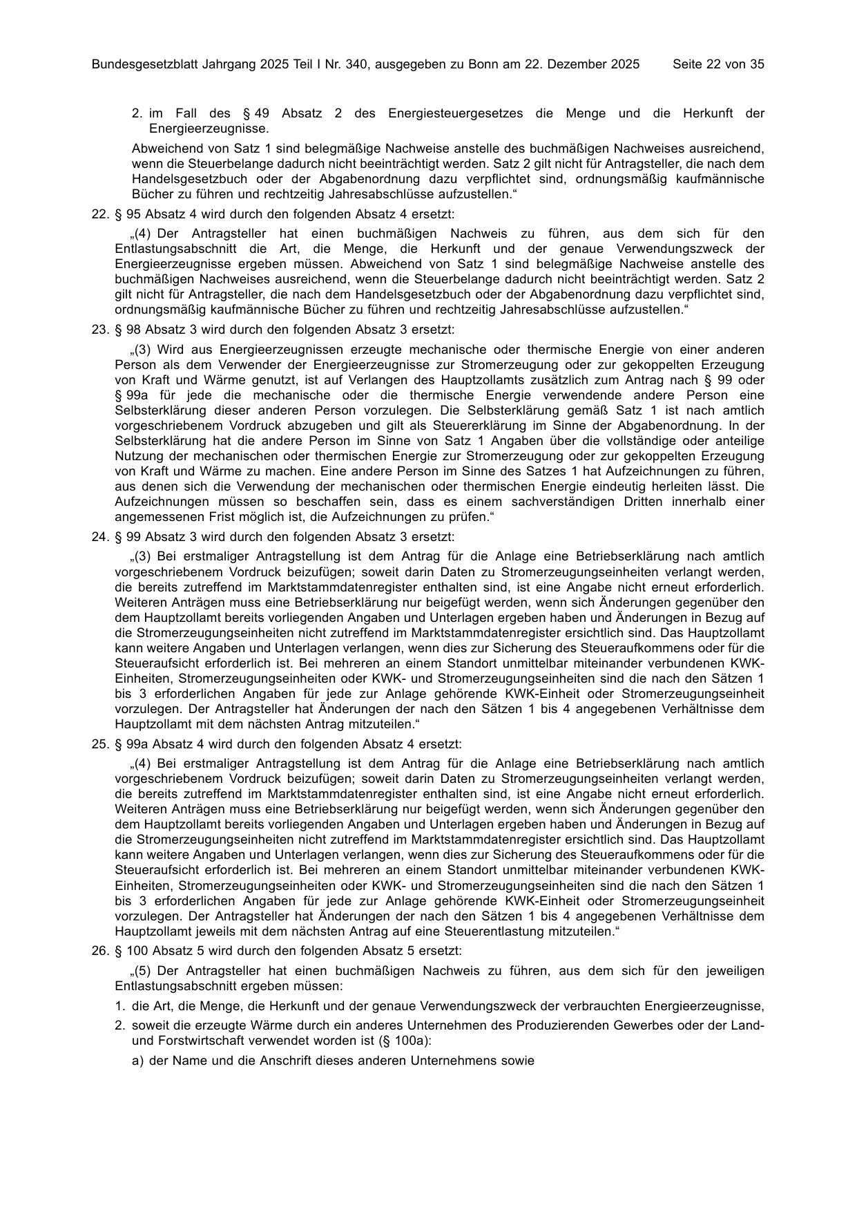 BGBl. 2025, Seite 22 — Originalseite als Abbildung