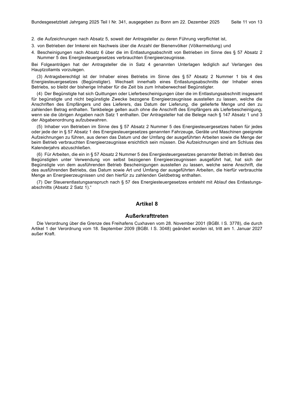 BGBl. 2025, Seite 11 — Originalseite als Abbildung