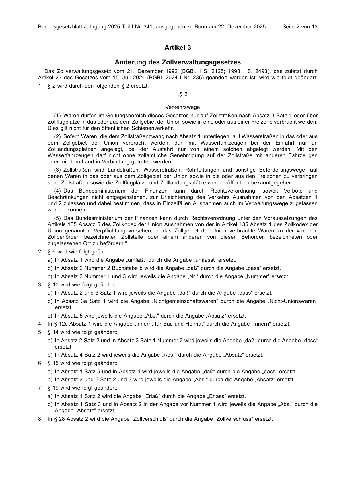 BGBl. 2025, Seite 2 — Originalseite als Abbildung
