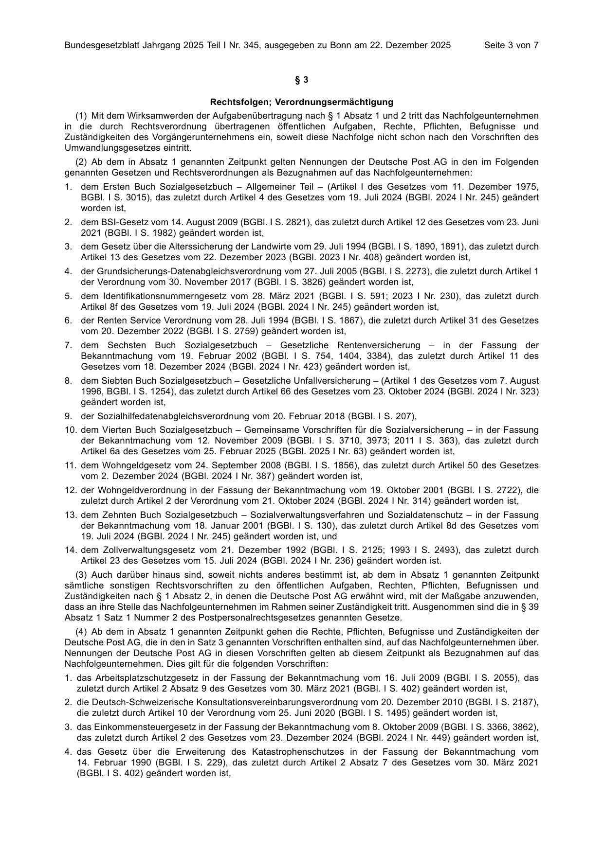 BGBl. 2025, Seite 3 — Originalseite als Abbildung