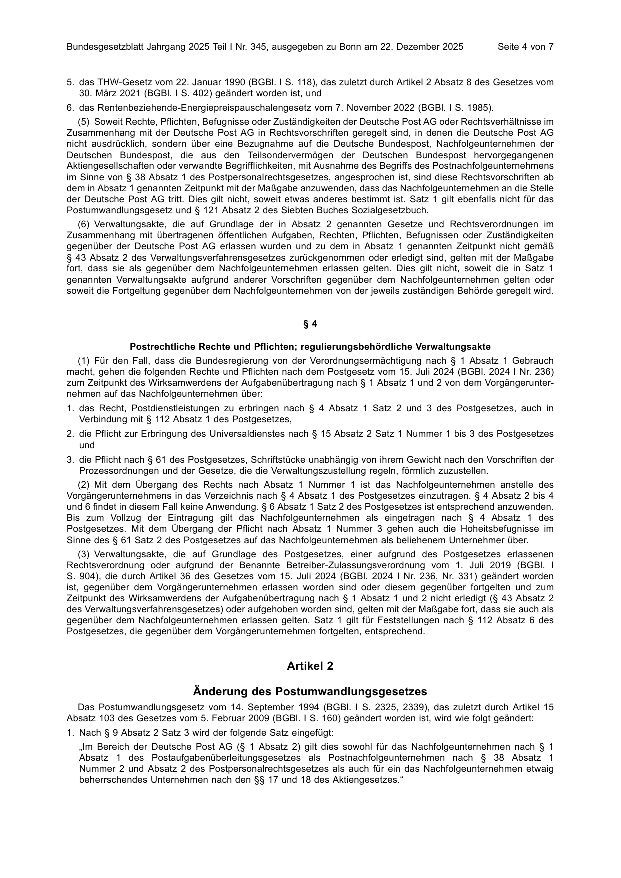 BGBl. 2025, Seite 4 — Originalseite als Abbildung