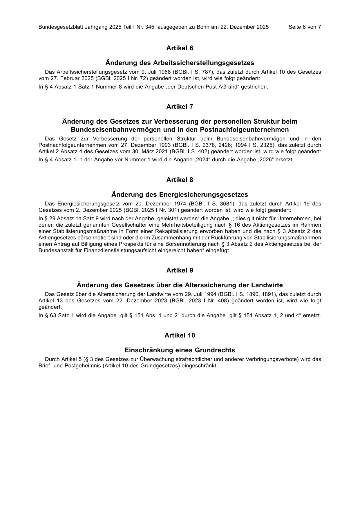 BGBl. 2025, Seite 6 — Originalseite als Abbildung