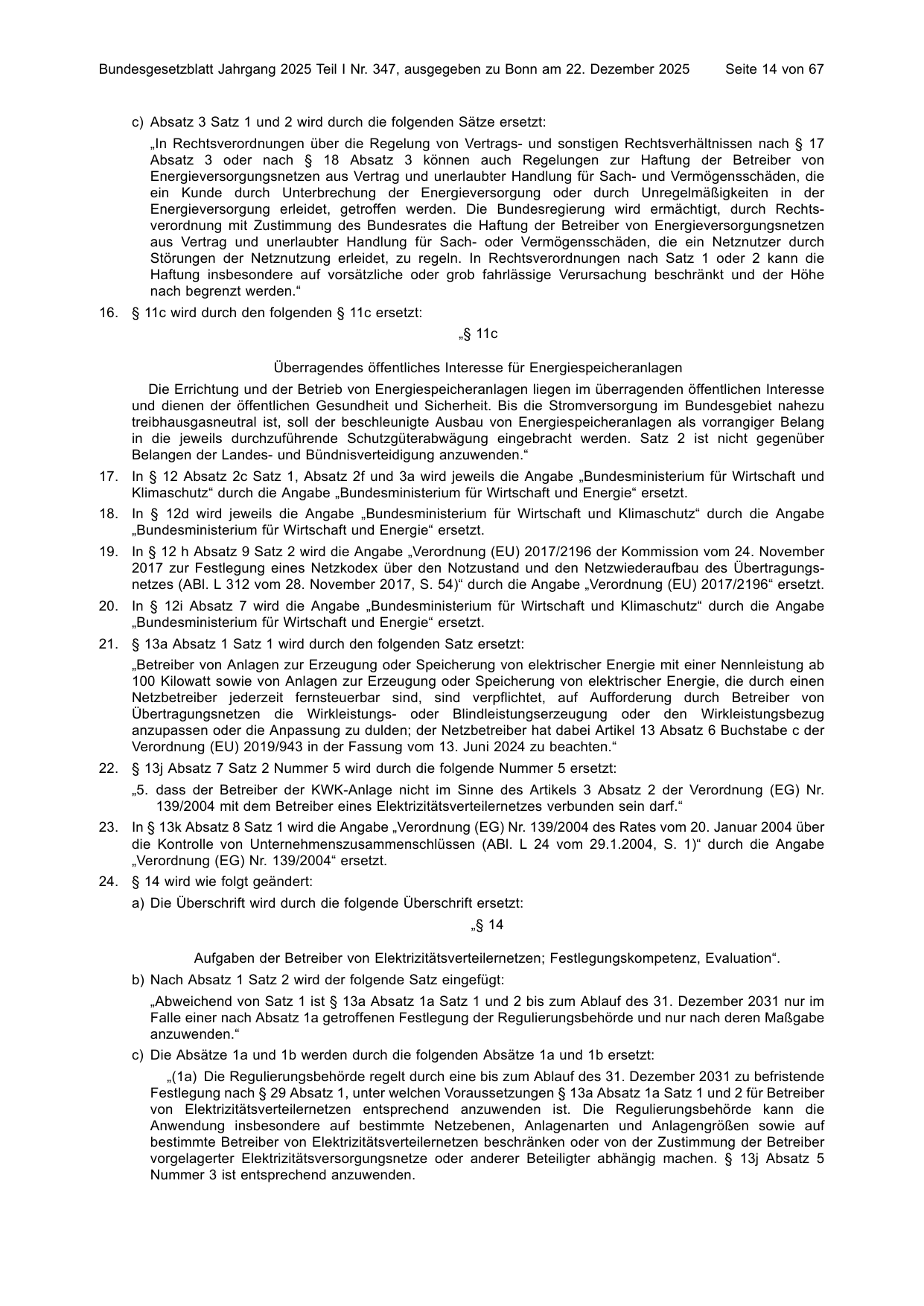 BGBl. 2025, Seite 14 — Originalseite als Abbildung