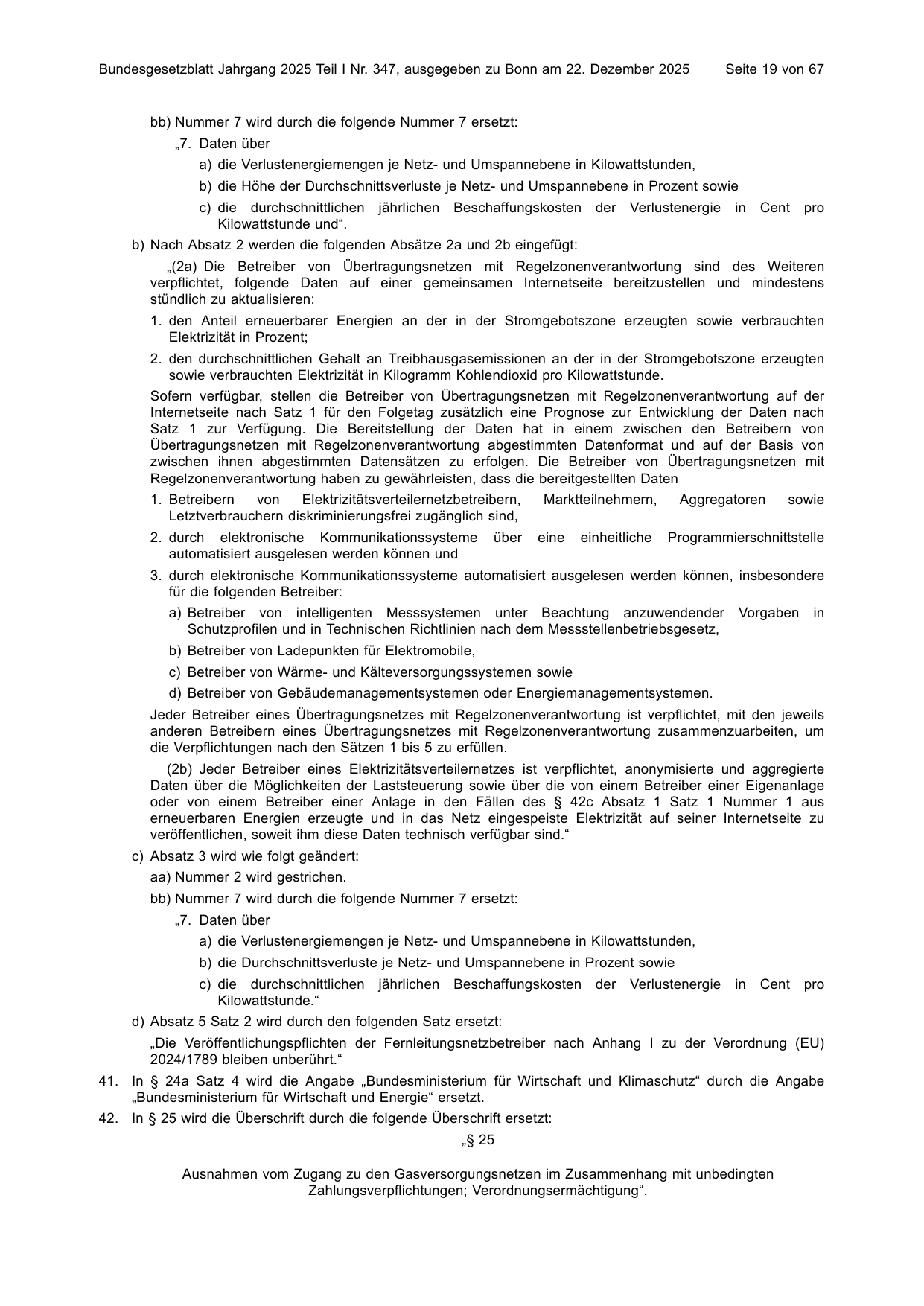 BGBl. 2025, Seite 19 — Originalseite als Abbildung