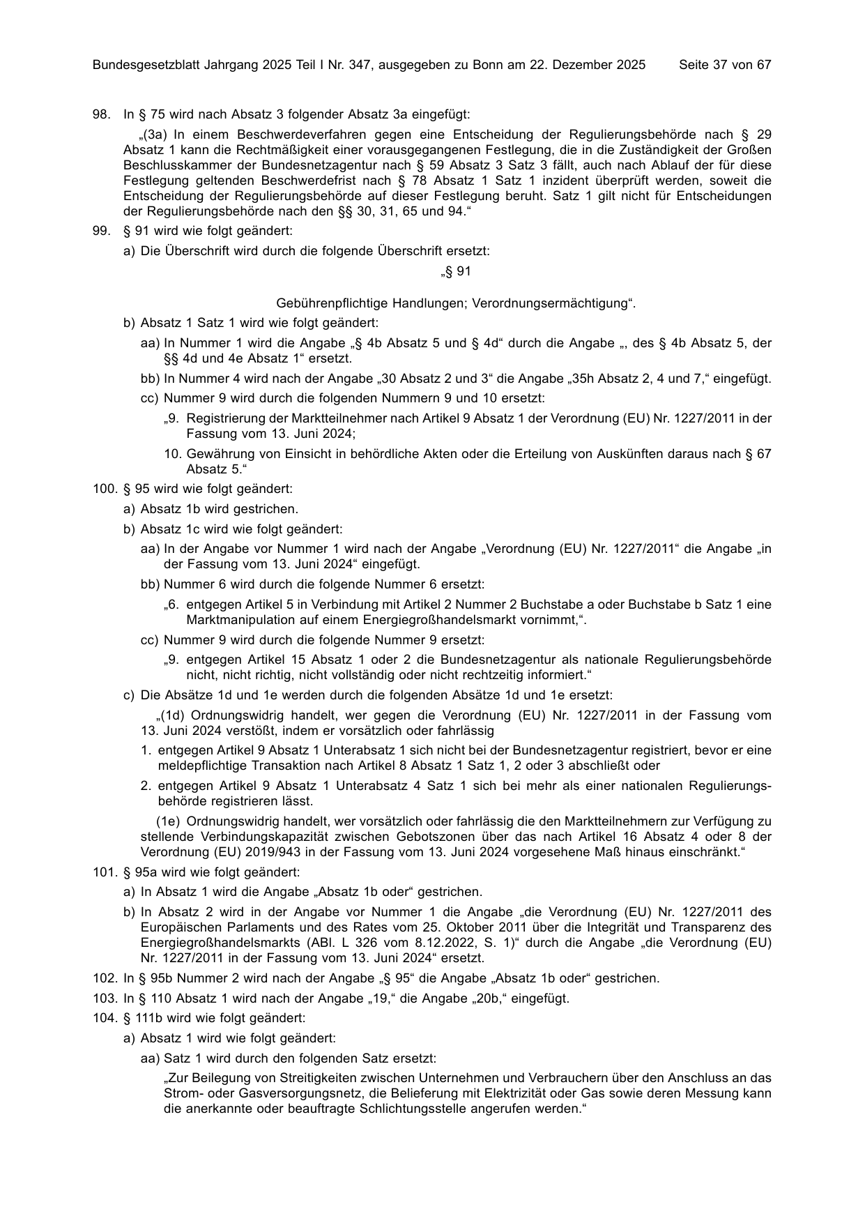 BGBl. 2025, Seite 37 — Originalseite als Abbildung