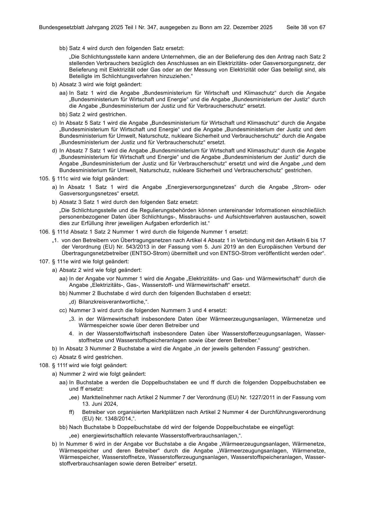 BGBl. 2025, Seite 38 — Originalseite als Abbildung