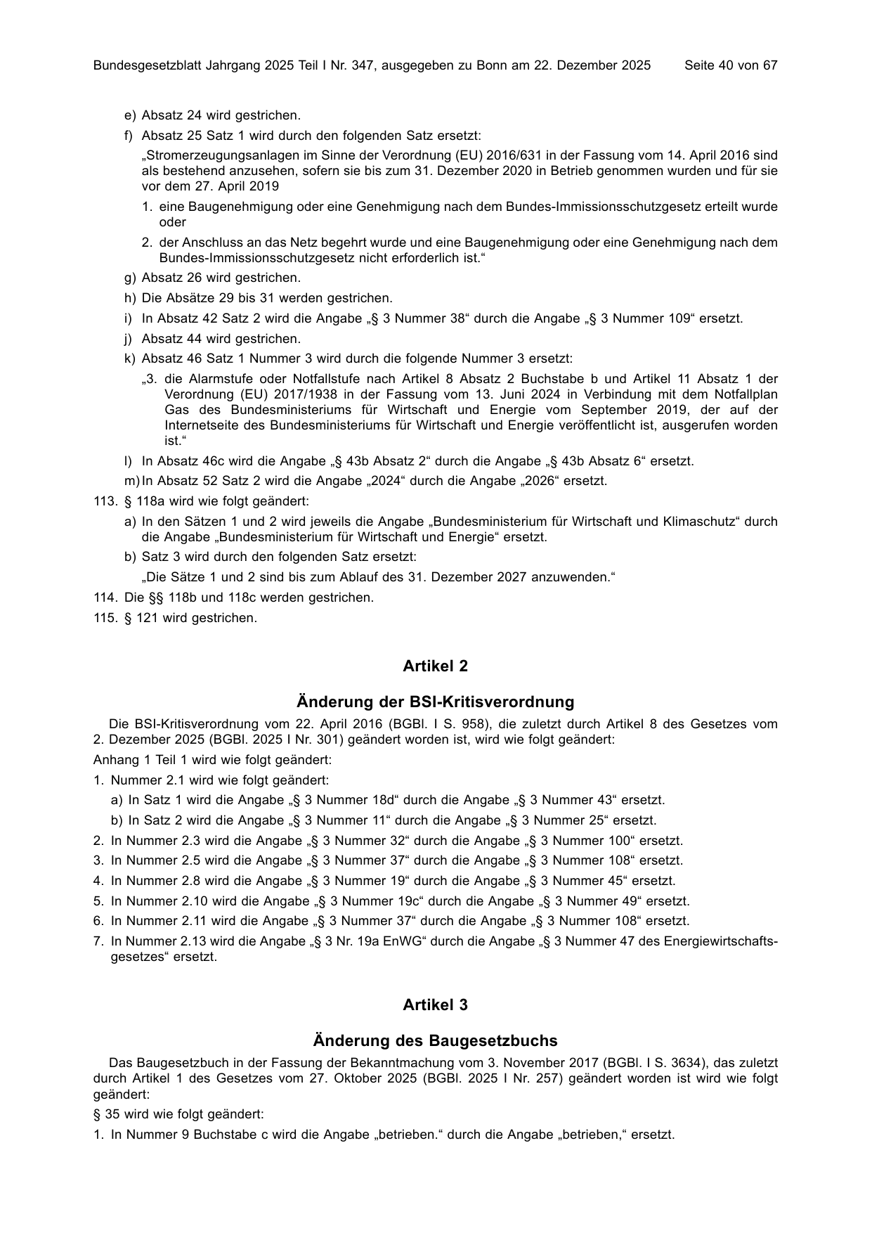 BGBl. 2025, Seite 40 — Originalseite als Abbildung
