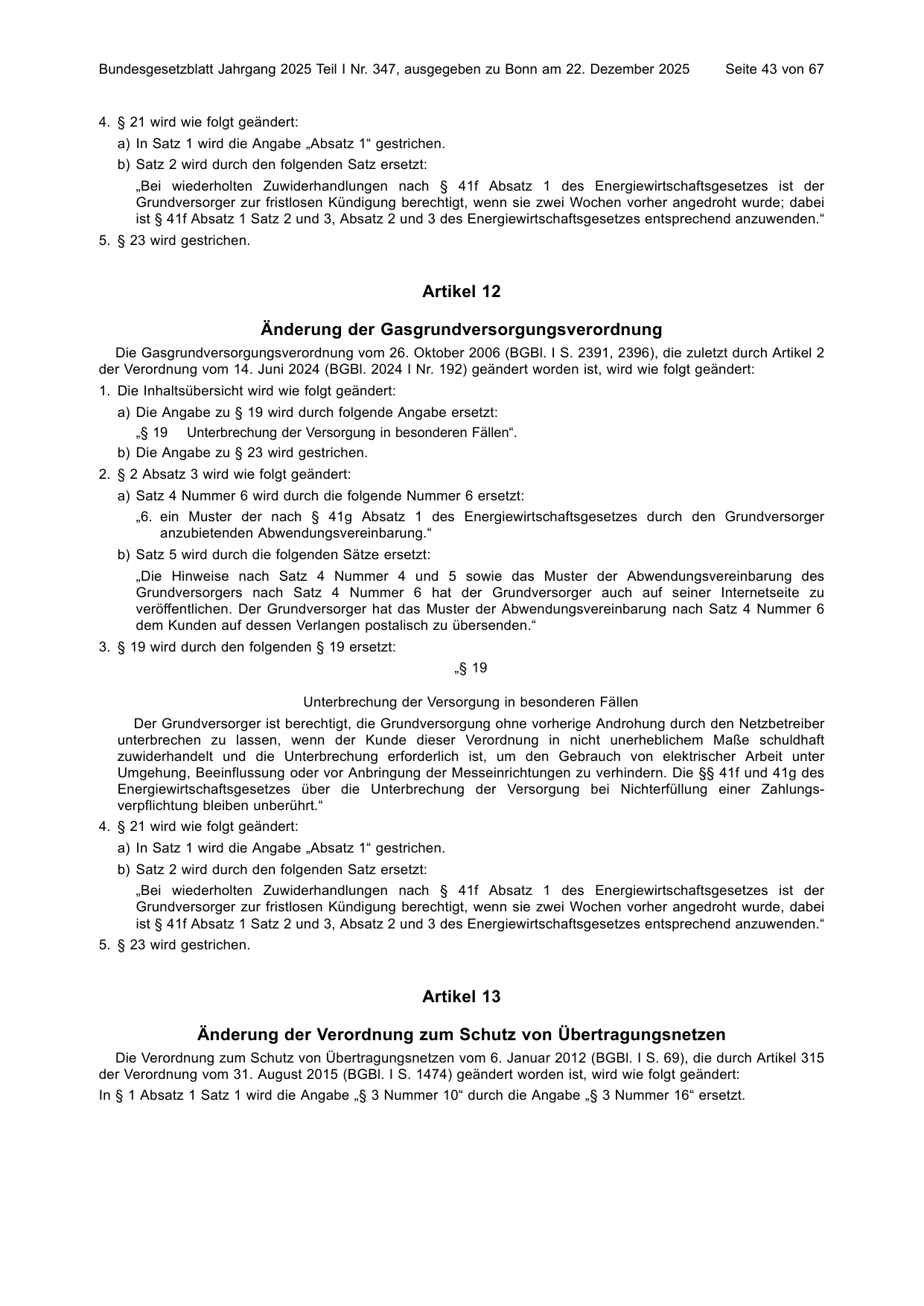 BGBl. 2025, Seite 43 — Originalseite als Abbildung
