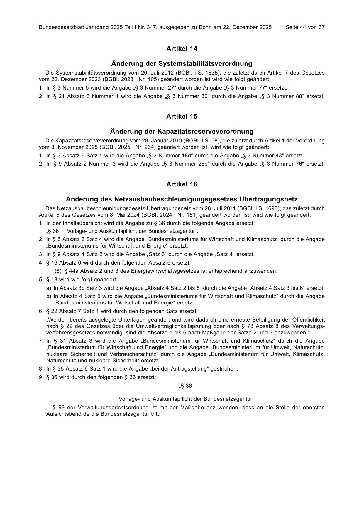 BGBl. 2025, Seite 44 — Originalseite als Abbildung