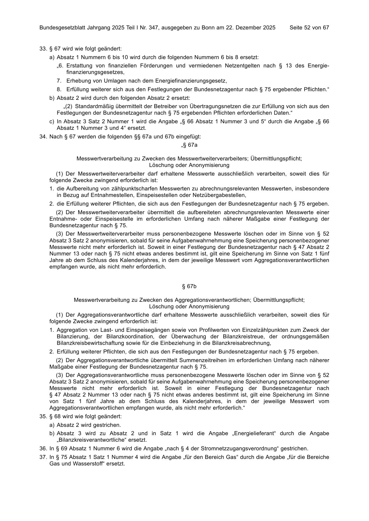 BGBl. 2025, Seite 52 — Originalseite als Abbildung