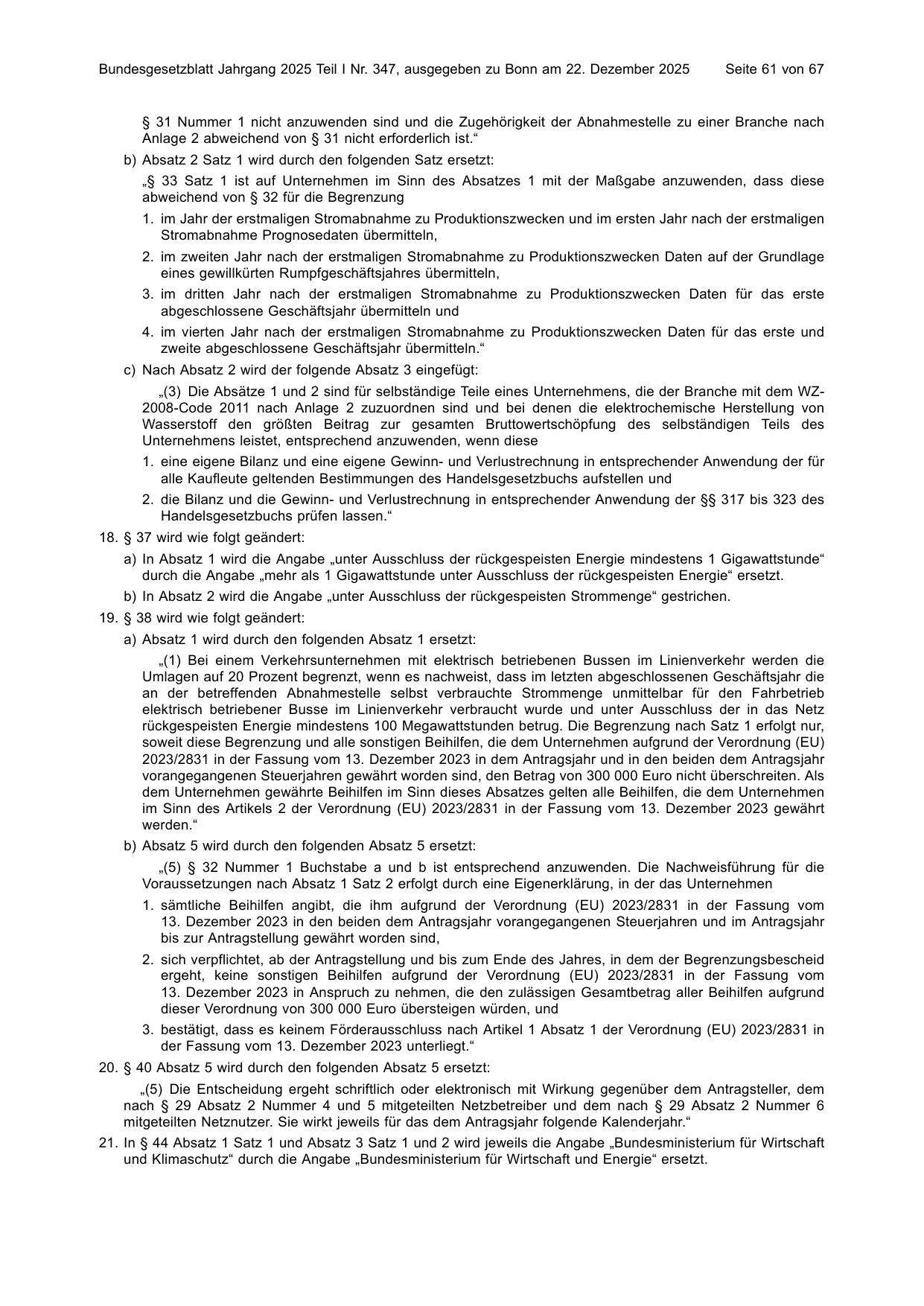 BGBl. 2025, Seite 61 — Originalseite als Abbildung