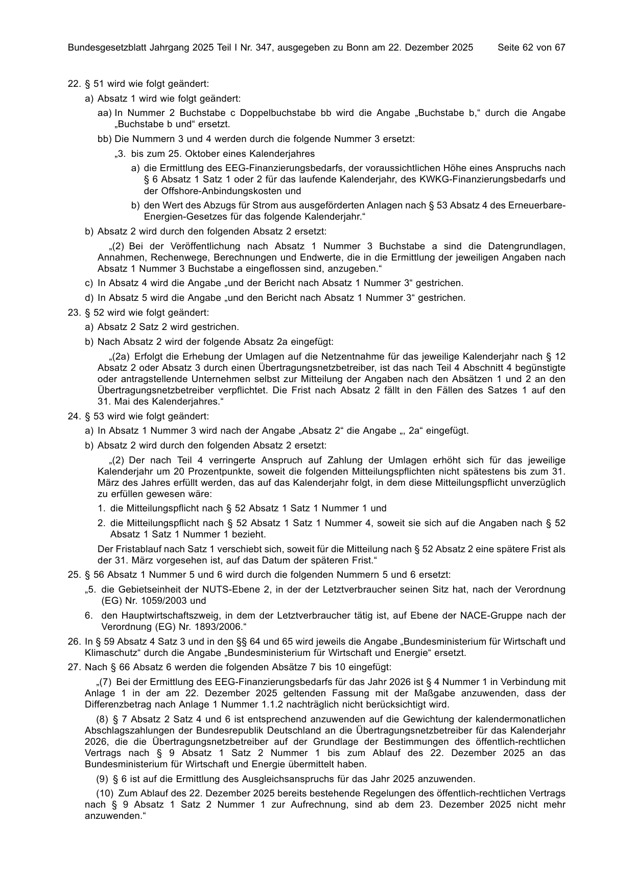 BGBl. 2025, Seite 62 — Originalseite als Abbildung