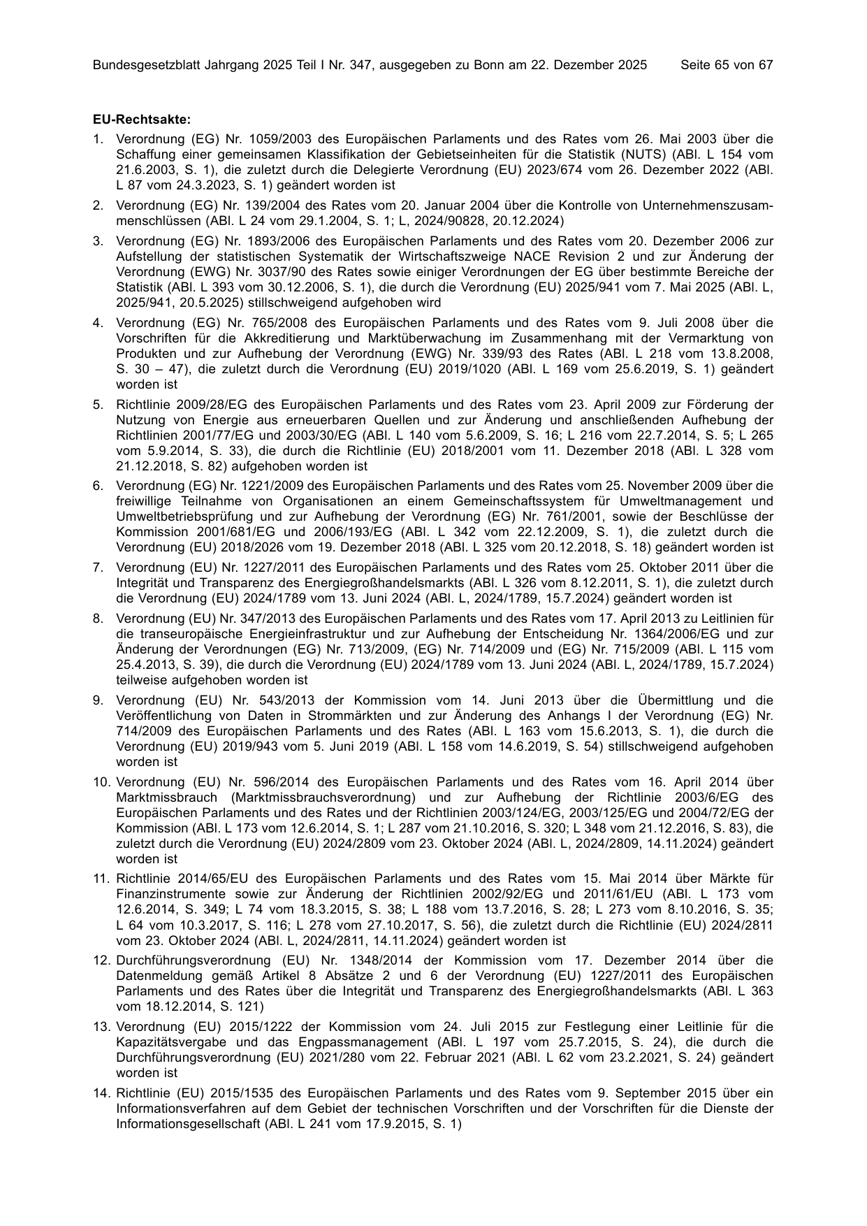 BGBl. 2025, Seite 65 — Originalseite als Abbildung