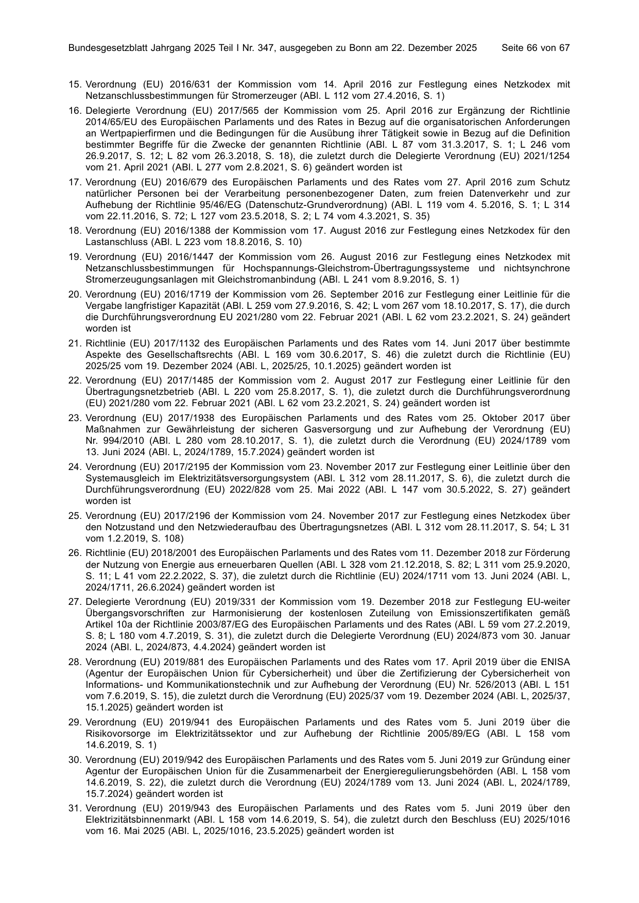 BGBl. 2025, Seite 66 — Originalseite als Abbildung