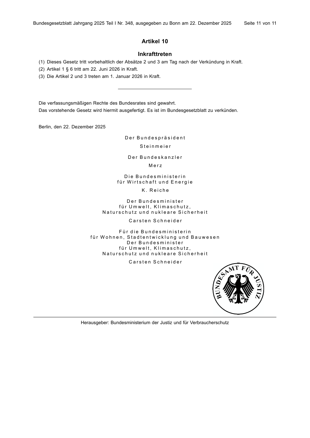 BGBl. 2025, Seite 11 — Originalseite als Abbildung