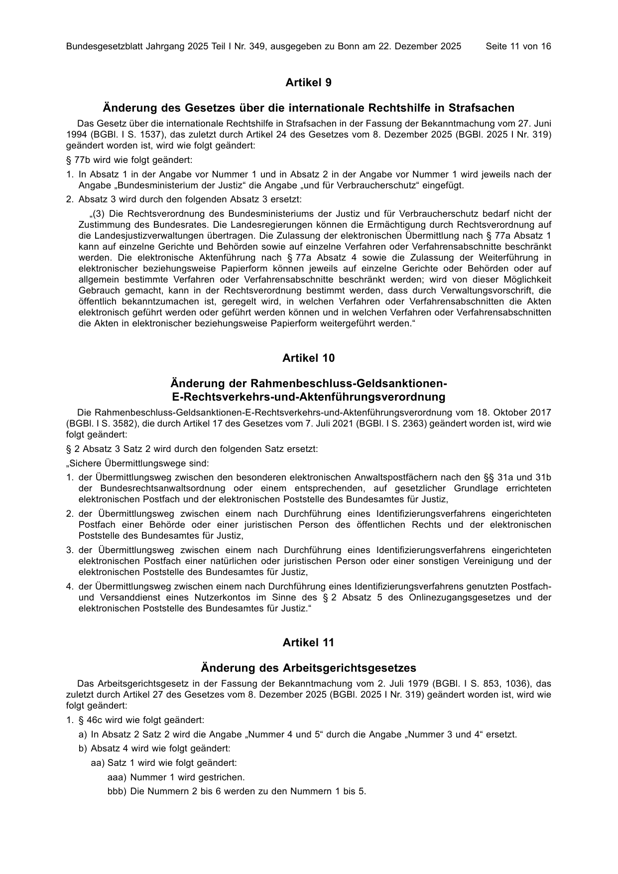BGBl. 2025, Seite 11 — Originalseite als Abbildung