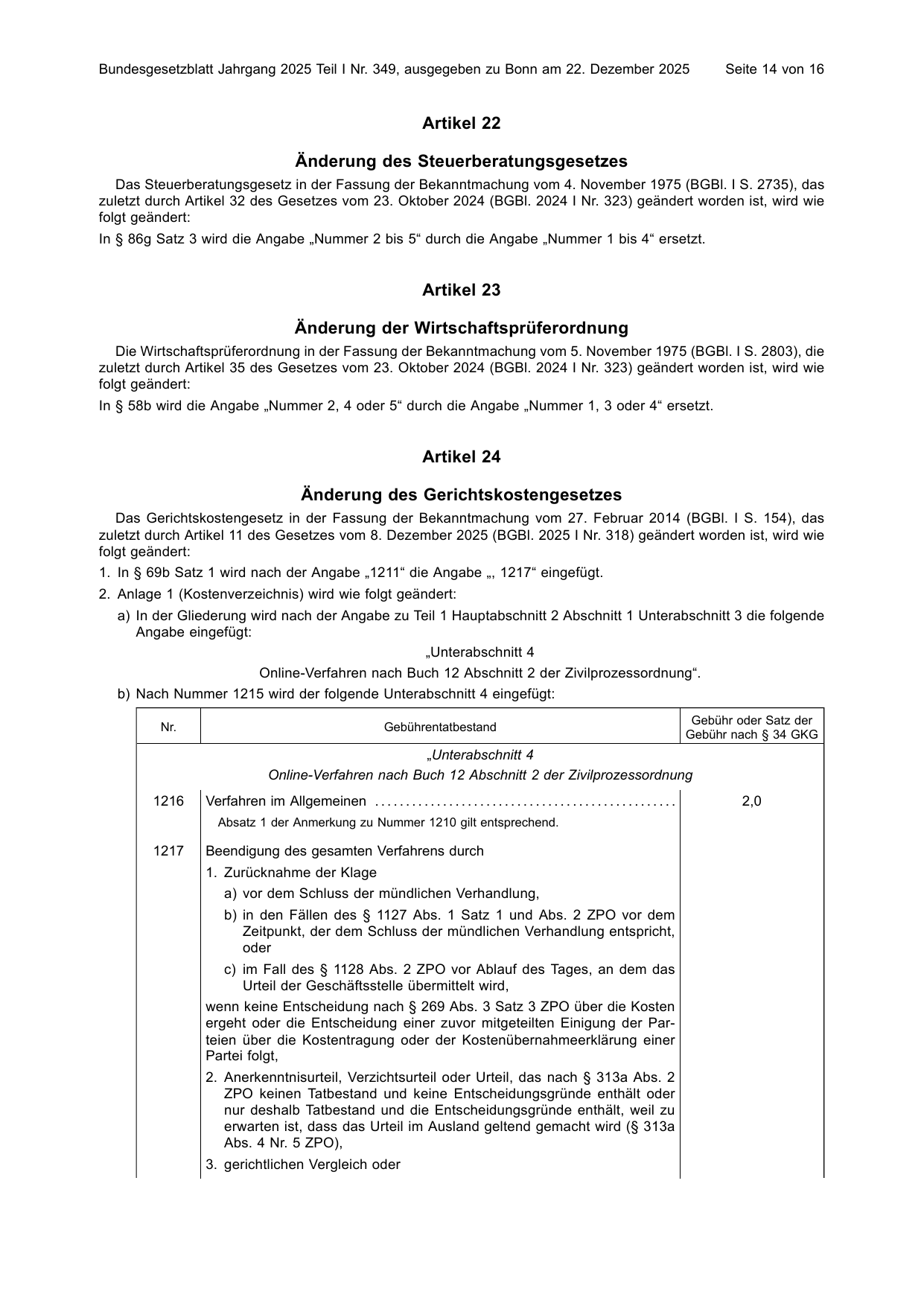 BGBl. 2025, Seite 14 — Originalseite als Abbildung