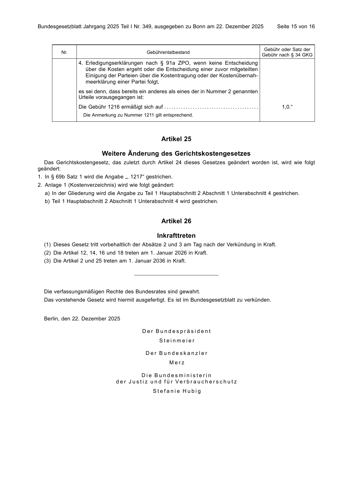 BGBl. 2025, Seite 15 — Originalseite als Abbildung