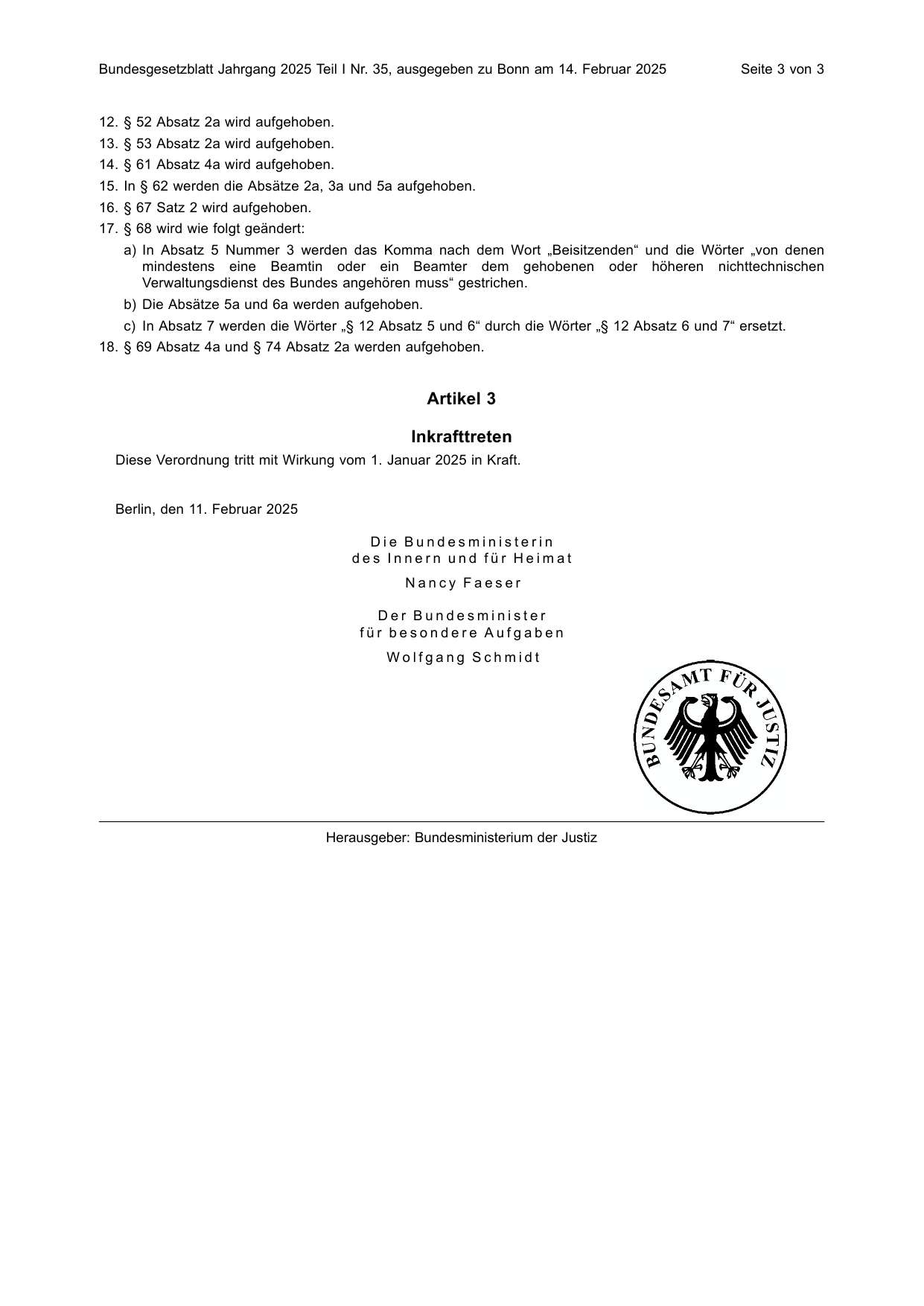 BGBl. 2025, Seite 3 — Originalseite als Abbildung