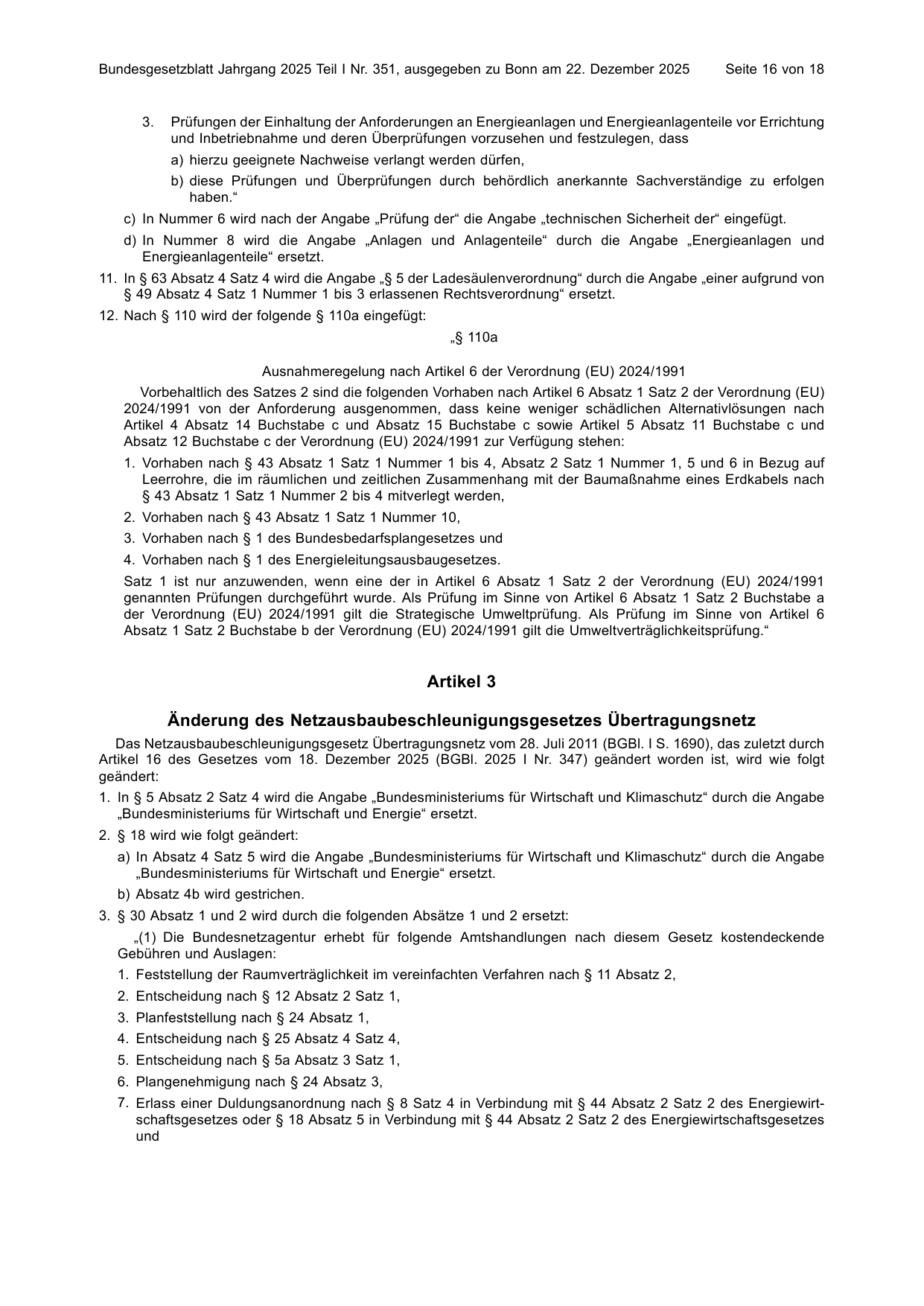 BGBl. 2025, Seite 16 — Originalseite als Abbildung
