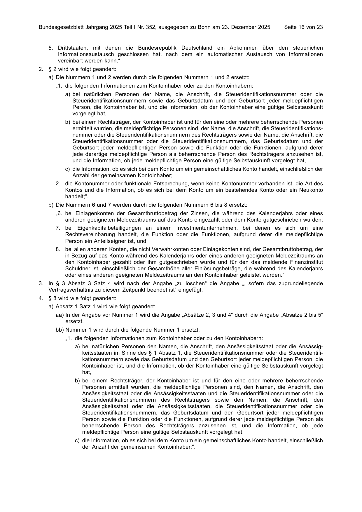 BGBl. 2025, Seite 16 — Originalseite als Abbildung