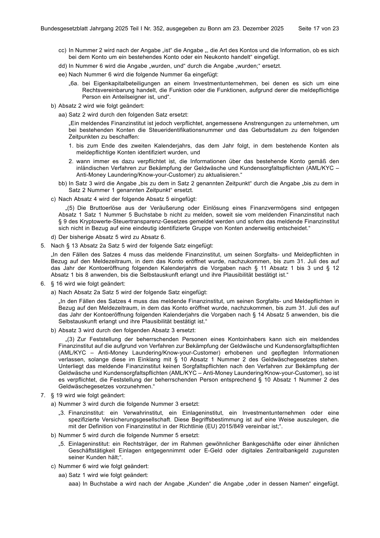 BGBl. 2025, Seite 17 — Originalseite als Abbildung