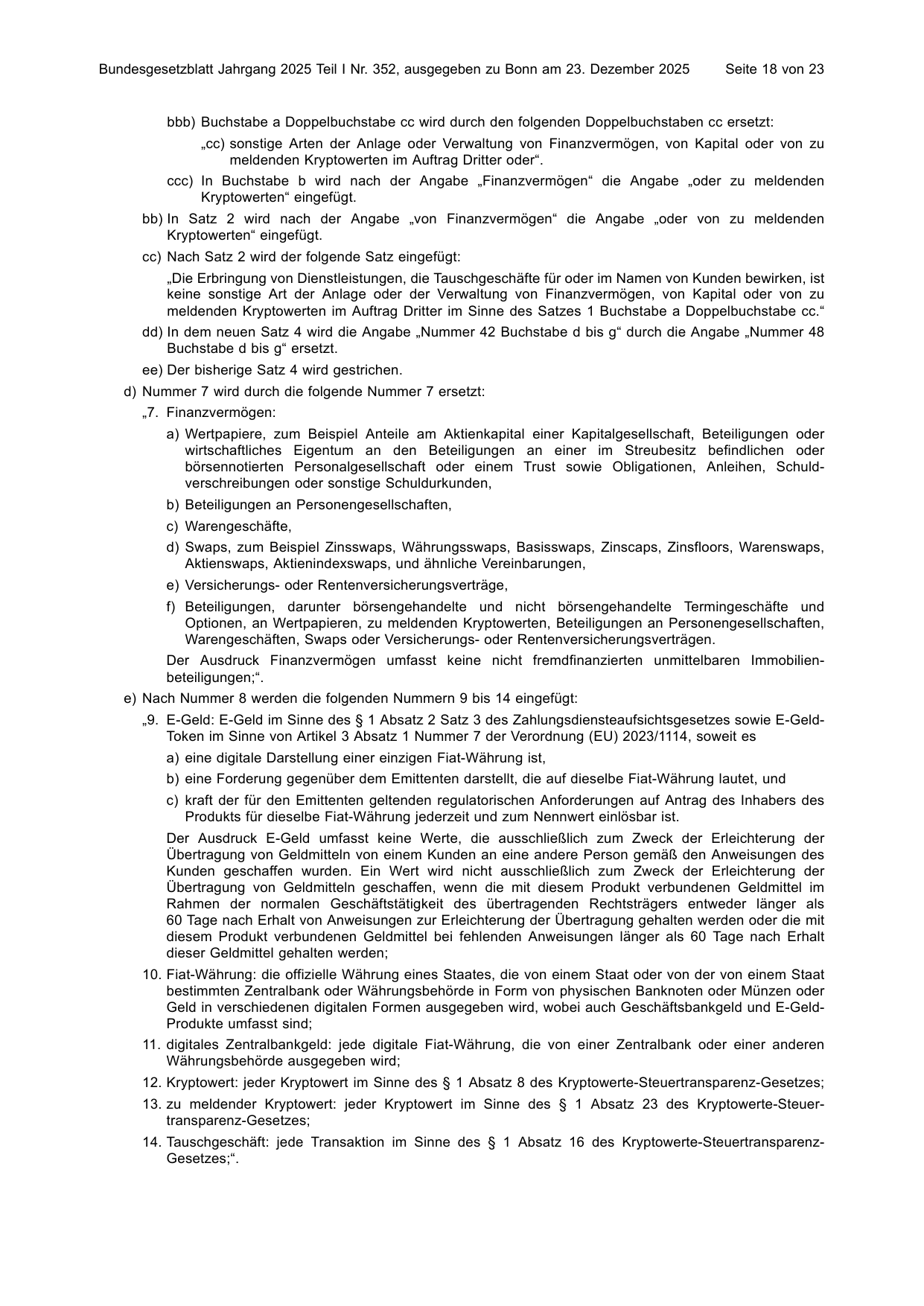 BGBl. 2025, Seite 18 — Originalseite als Abbildung