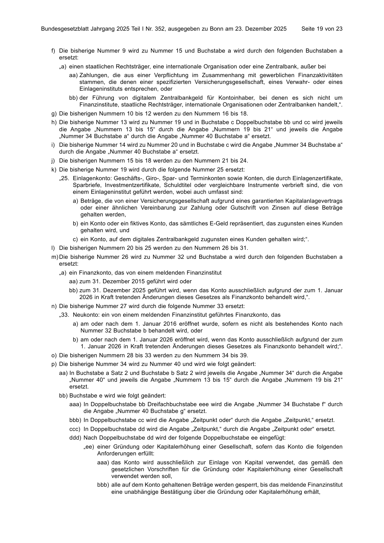 BGBl. 2025, Seite 19 — Originalseite als Abbildung