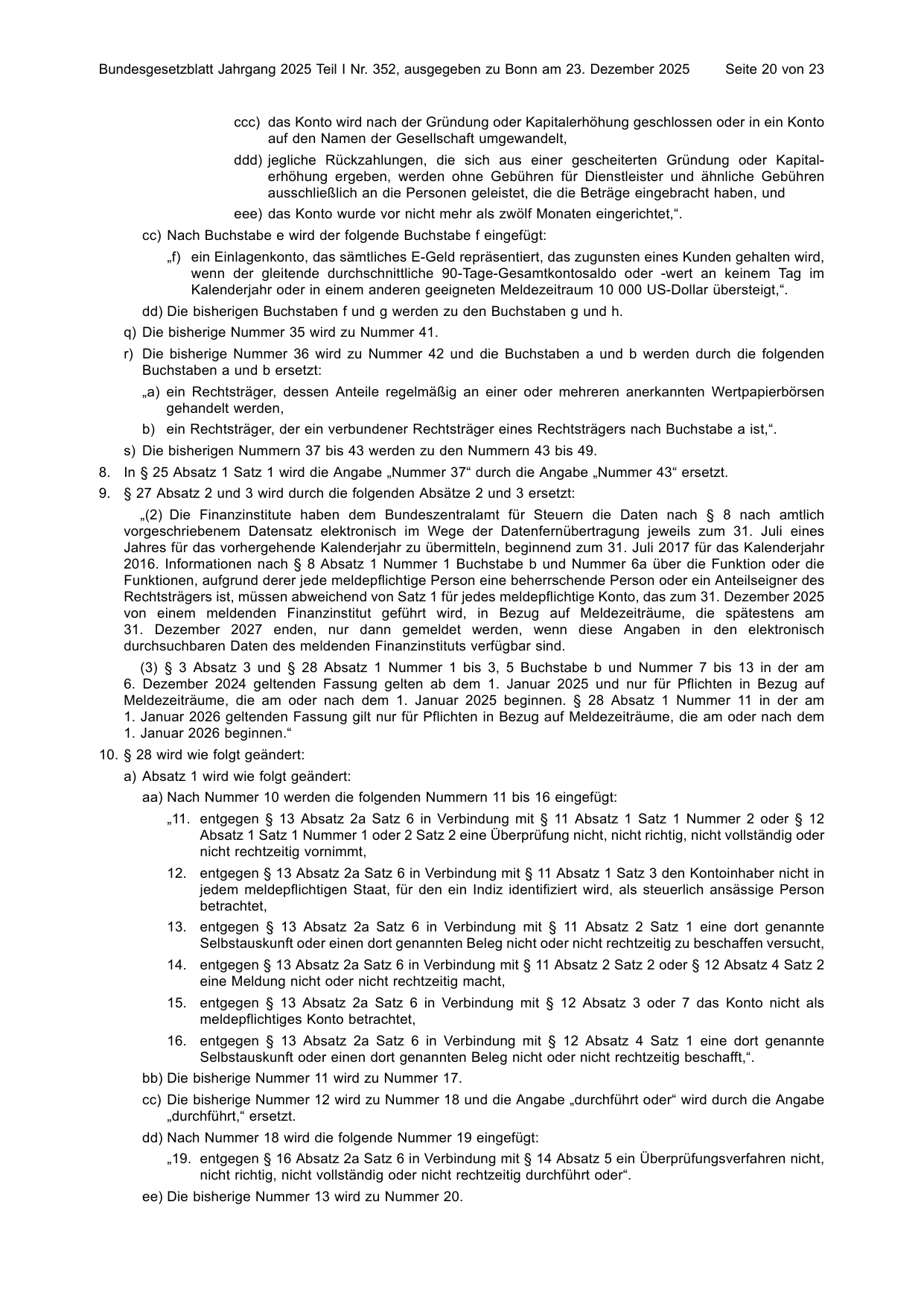 BGBl. 2025, Seite 20 — Originalseite als Abbildung