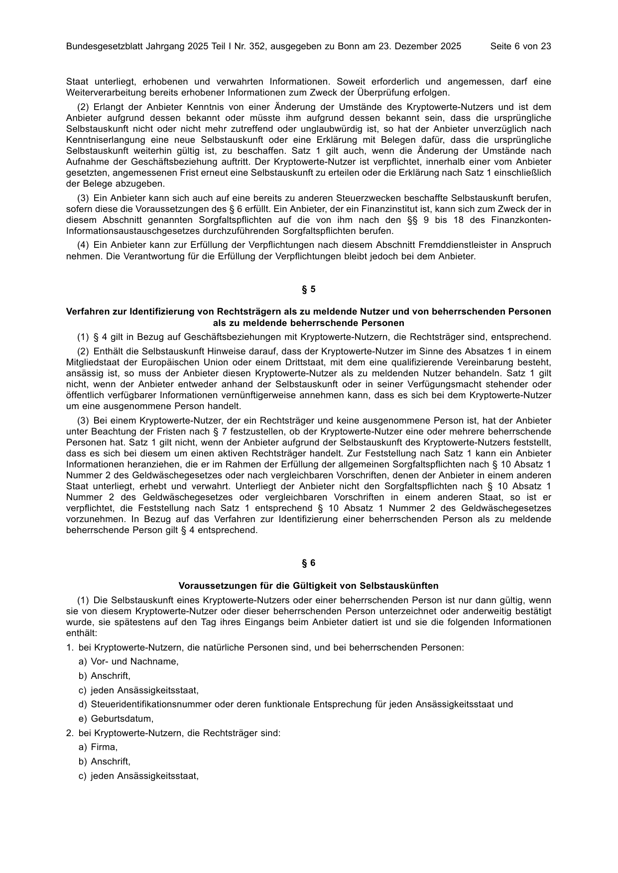 BGBl. 2025, Seite 6 — Originalseite als Abbildung