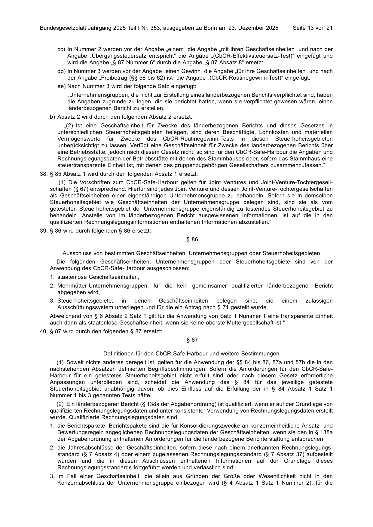 BGBl. 2025, Seite 13 — Originalseite als Abbildung