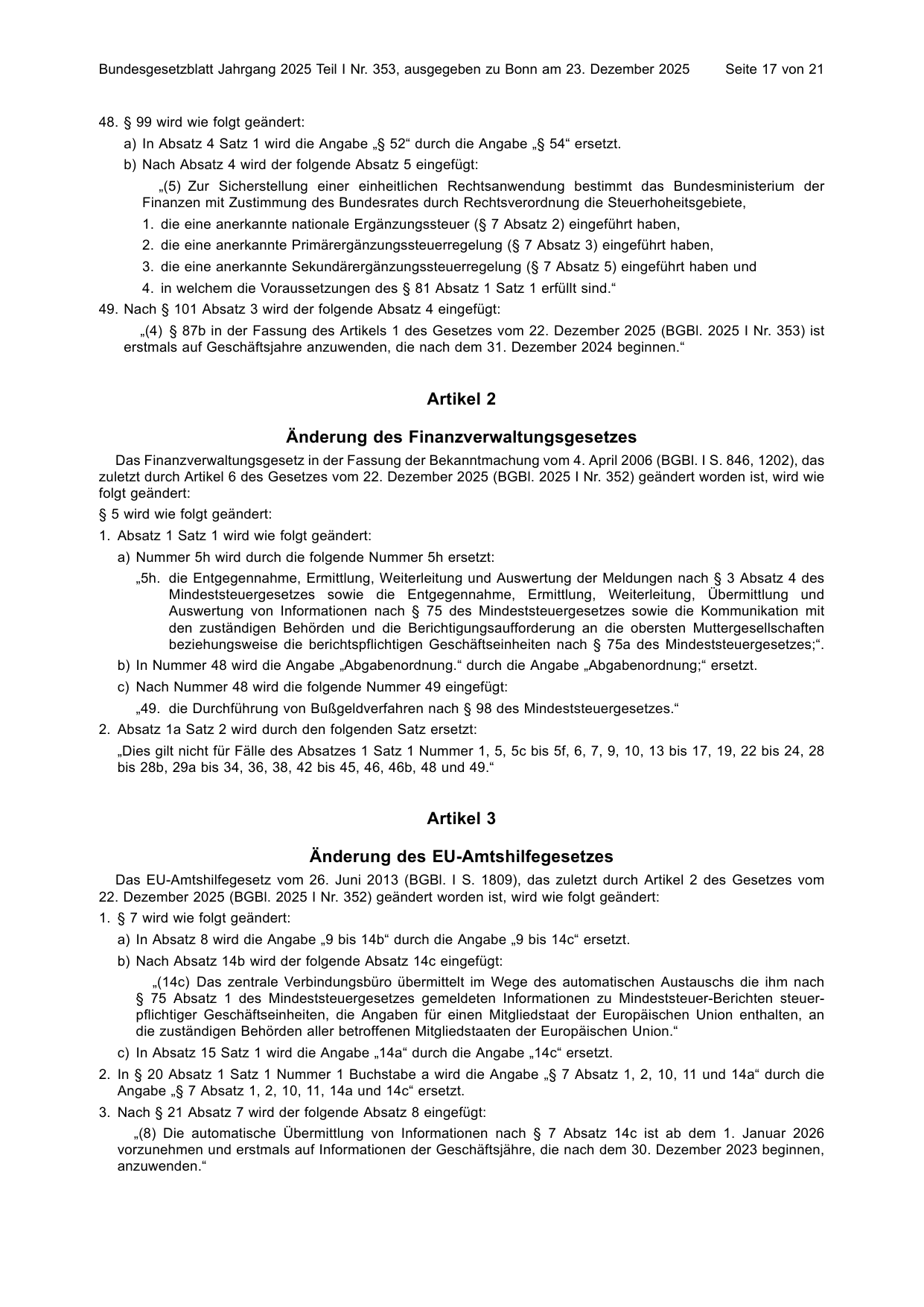 BGBl. 2025, Seite 17 — Originalseite als Abbildung