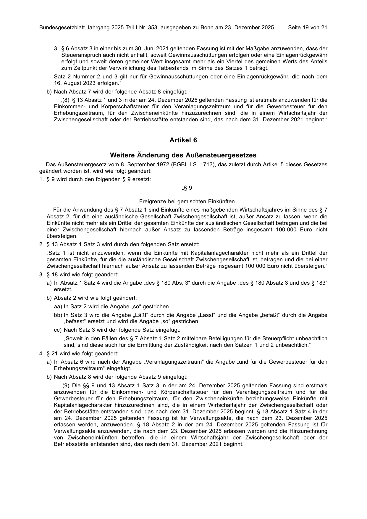 BGBl. 2025, Seite 19 — Originalseite als Abbildung