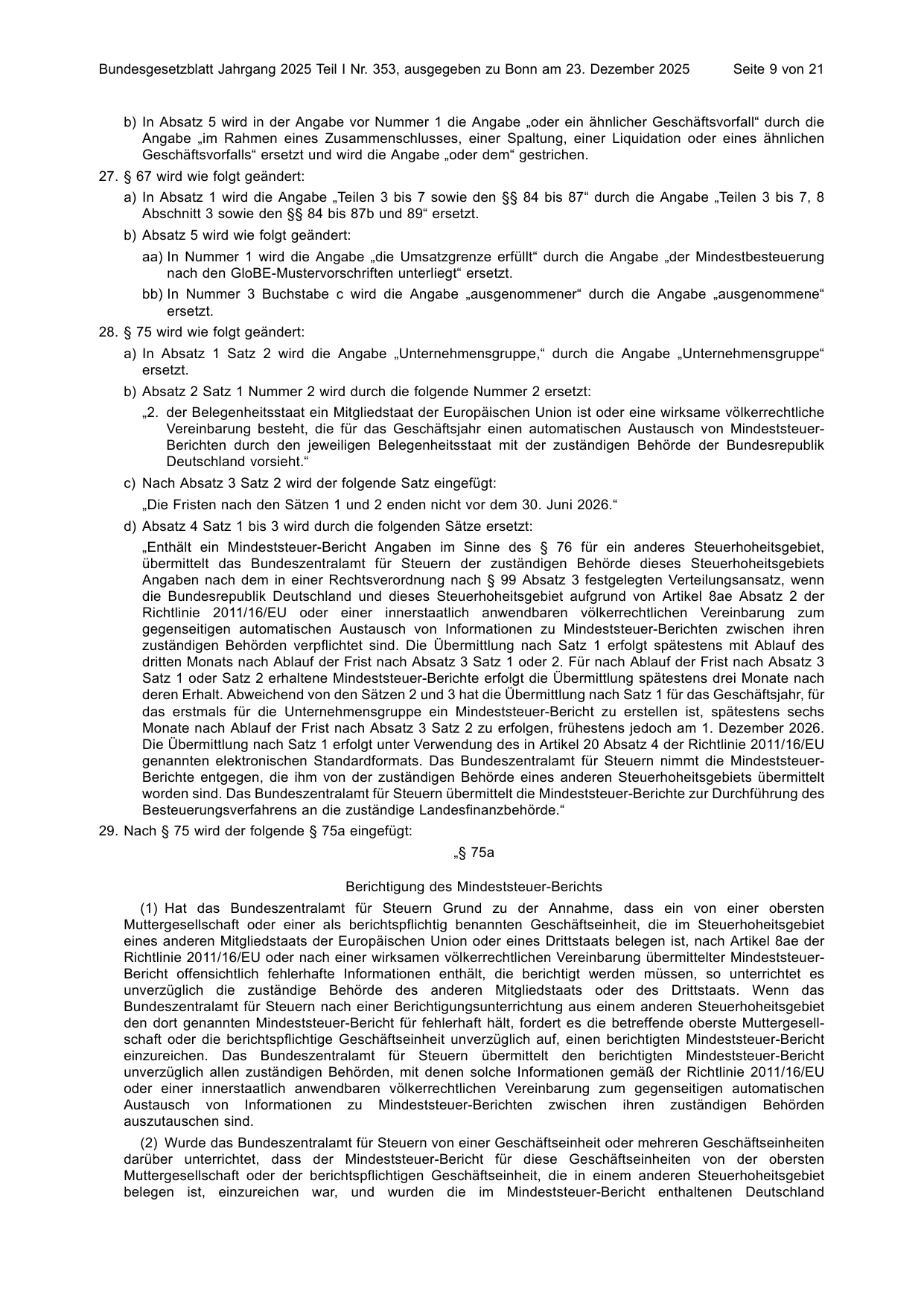 BGBl. 2025, Seite 9 — Originalseite als Abbildung