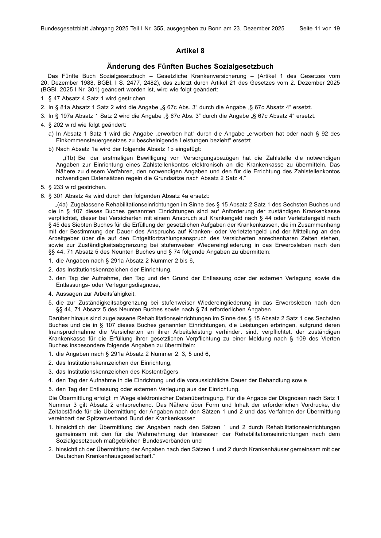 BGBl. 2025, Seite 11 — Originalseite als Abbildung