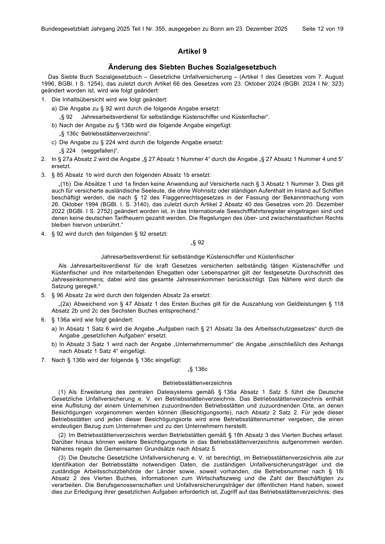BGBl. 2025, Seite 12 — Originalseite als Abbildung