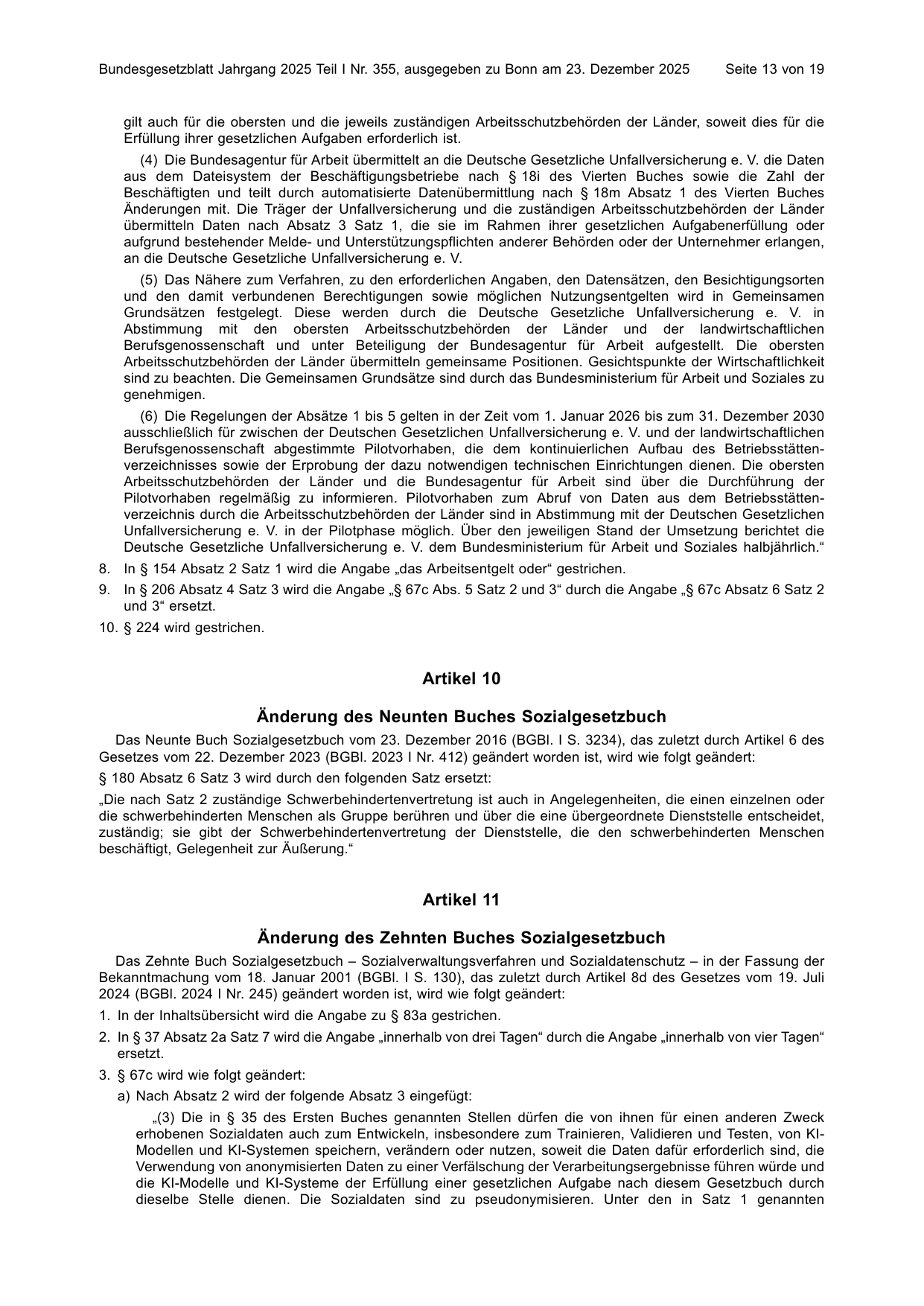BGBl. 2025, Seite 13 — Originalseite als Abbildung