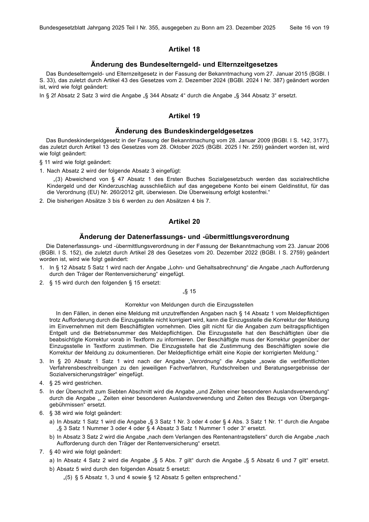 BGBl. 2025, Seite 16 — Originalseite als Abbildung
