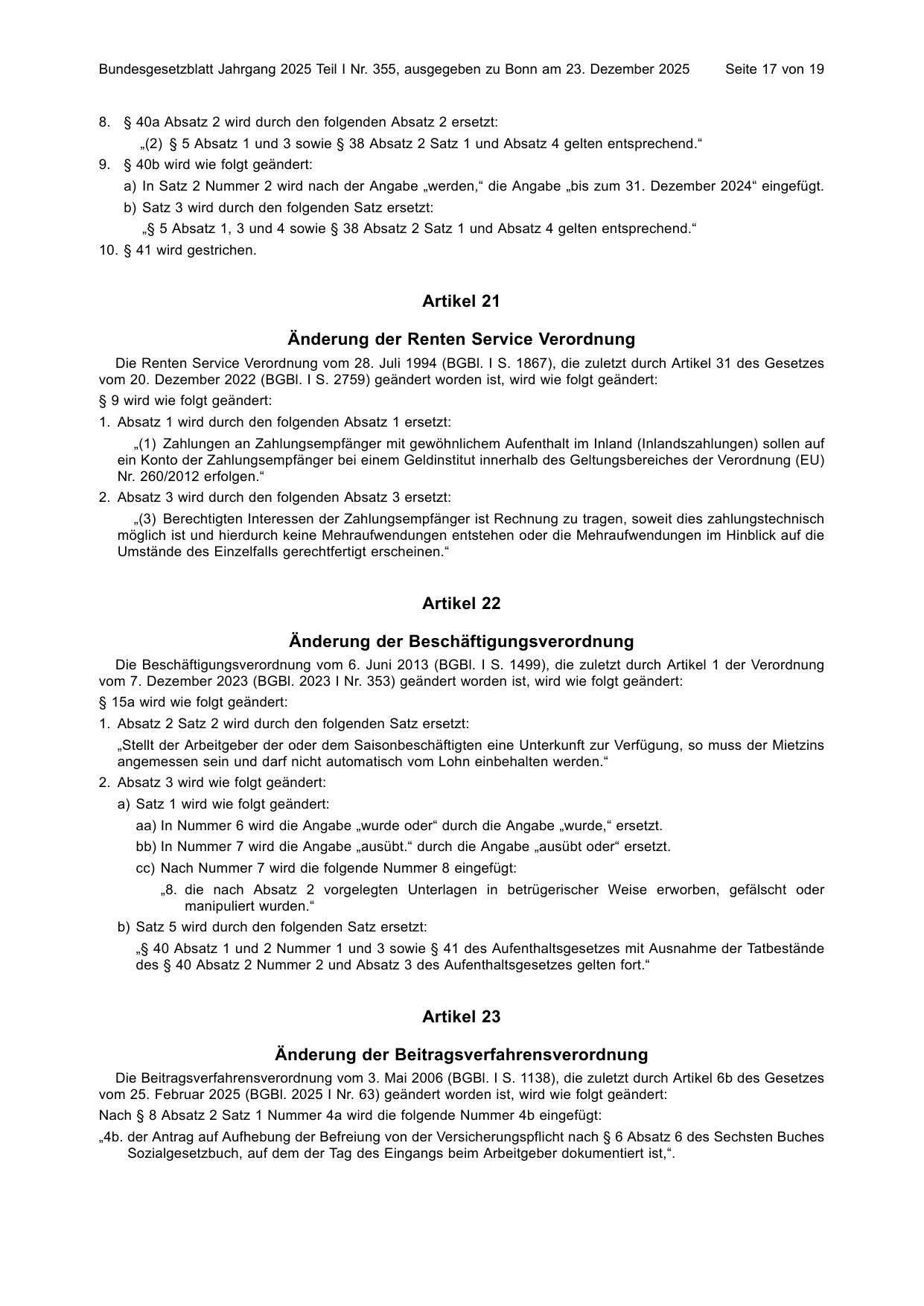 BGBl. 2025, Seite 17 — Originalseite als Abbildung