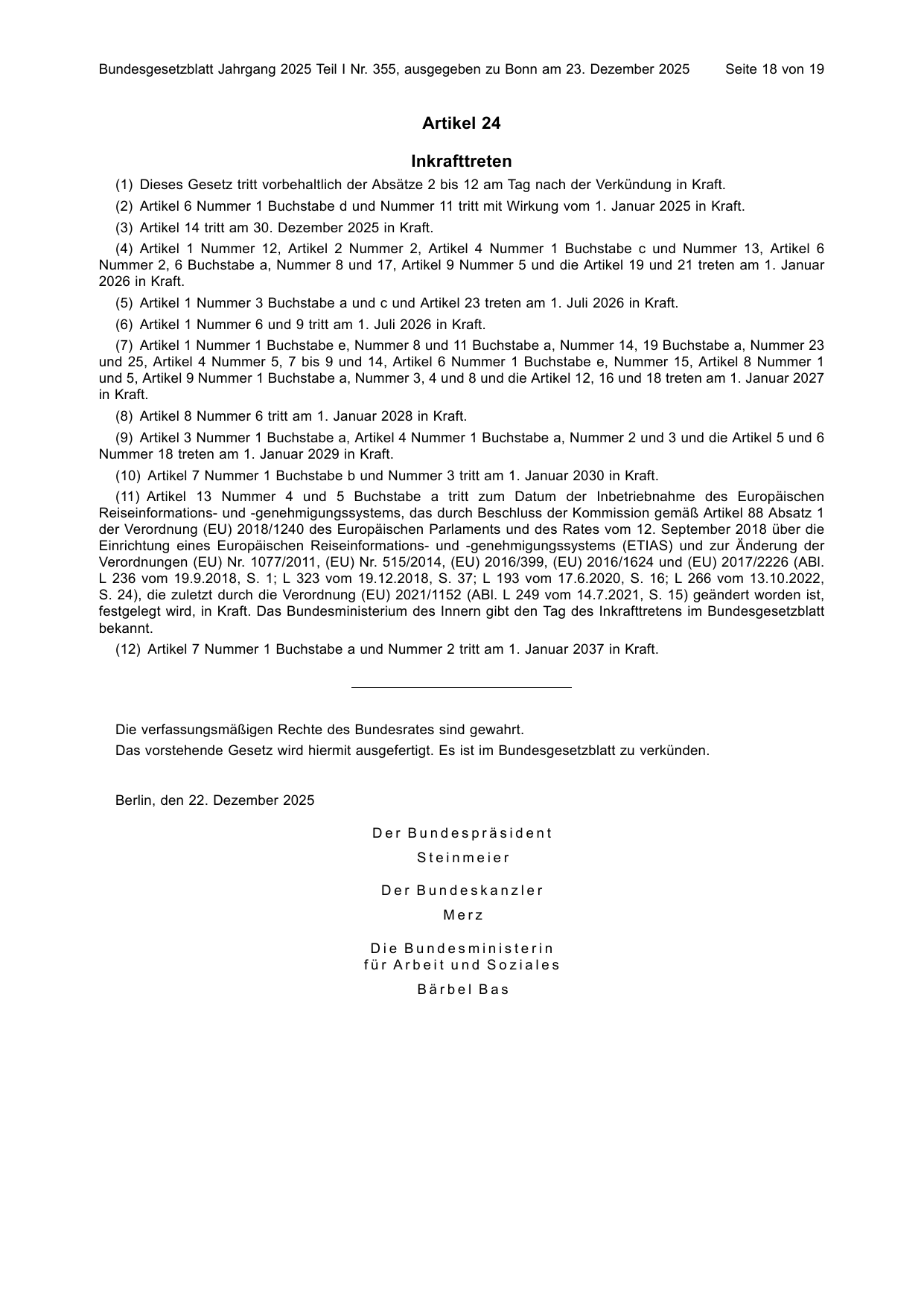 BGBl. 2025, Seite 18 — Originalseite als Abbildung
