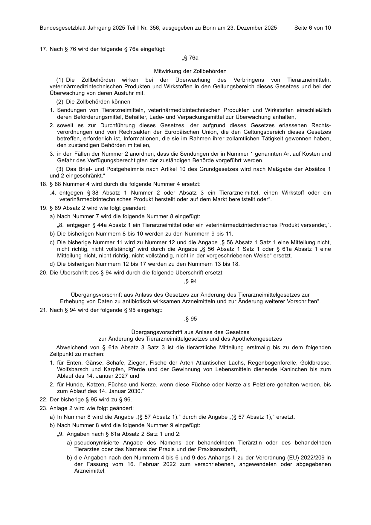 BGBl. 2025, Seite 6 — Originalseite als Abbildung