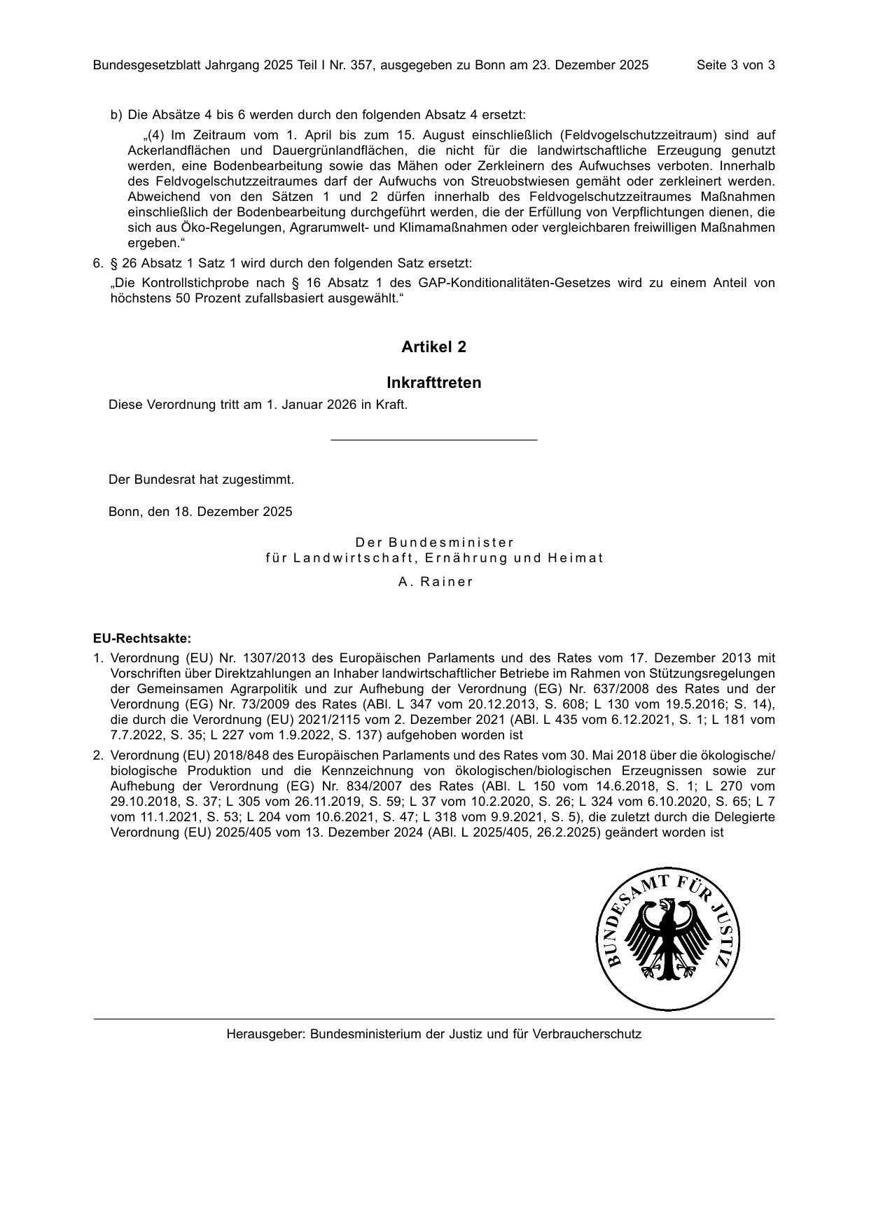 BGBl. 2025, Seite 3 — Originalseite als Abbildung