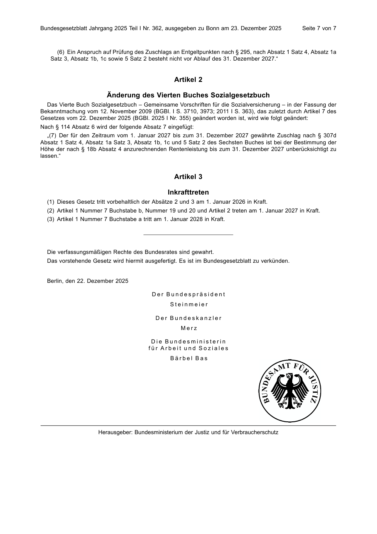 BGBl. 2025, Seite 7 — Originalseite als Abbildung