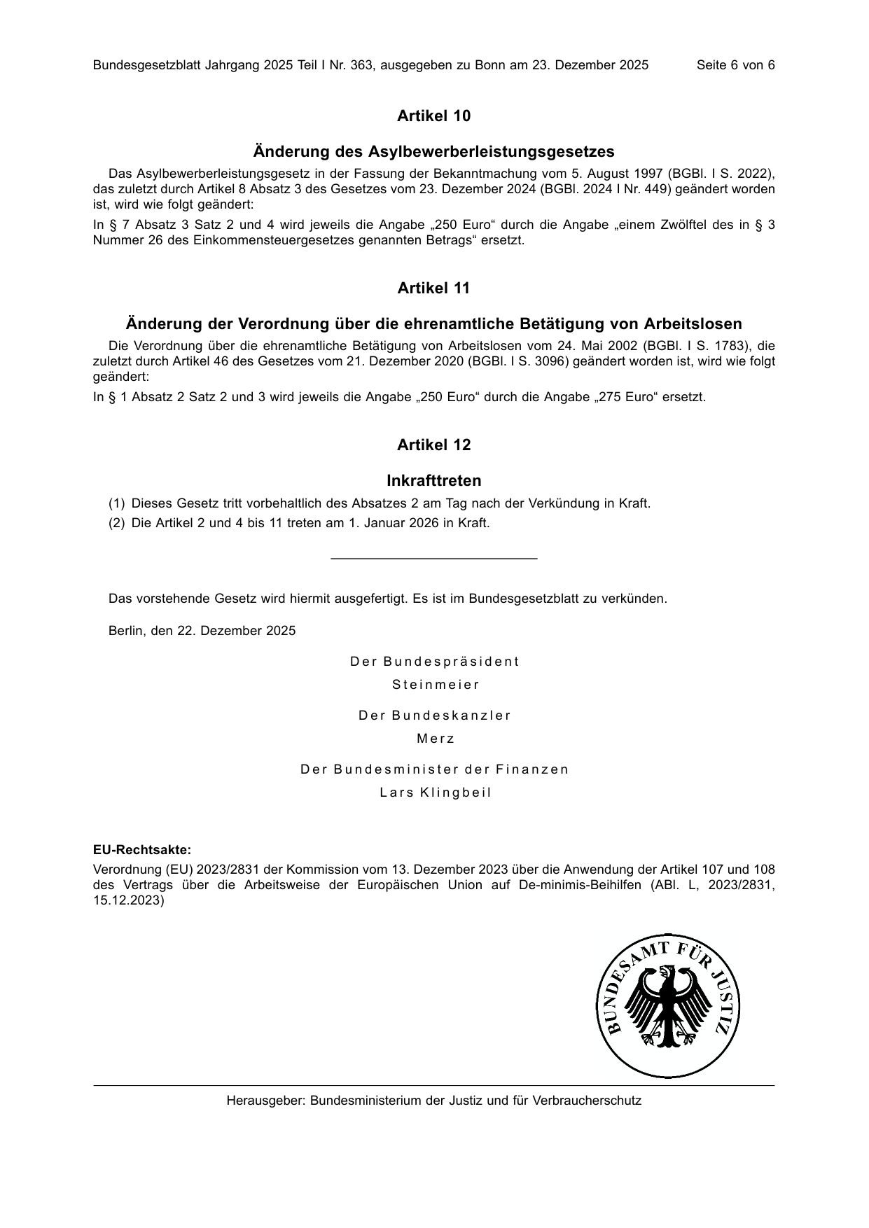 BGBl. 2025, Seite 6 — Originalseite als Abbildung