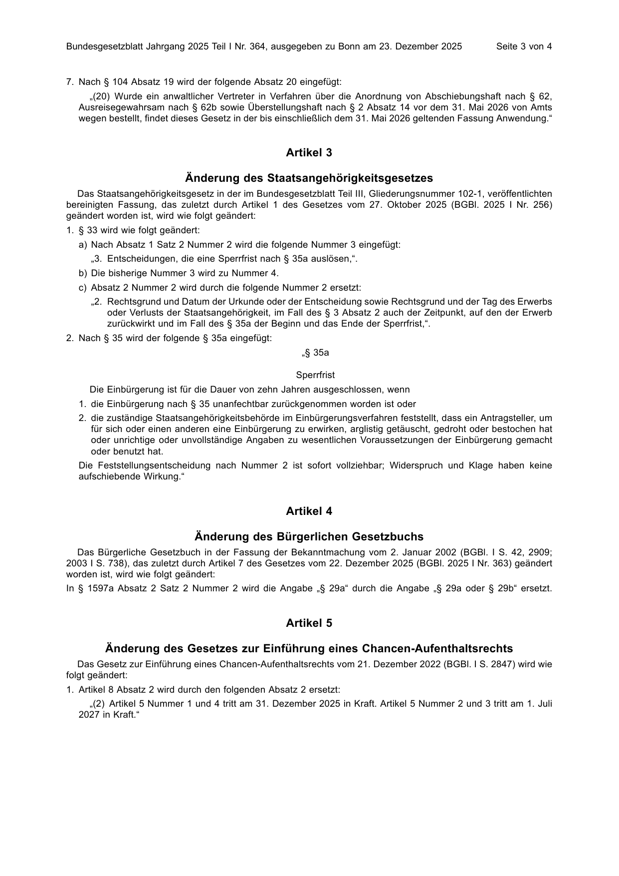 BGBl. 2025, Seite 3 — Originalseite als Abbildung