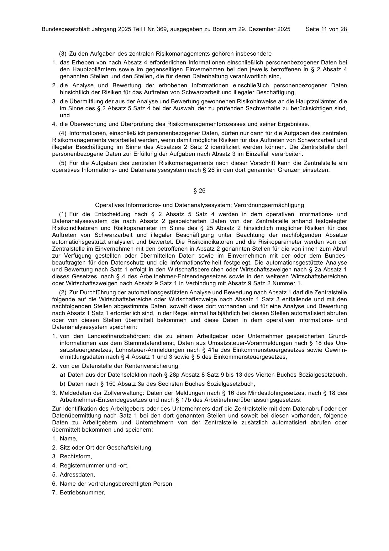 BGBl. 2025, Seite 11 — Originalseite als Abbildung