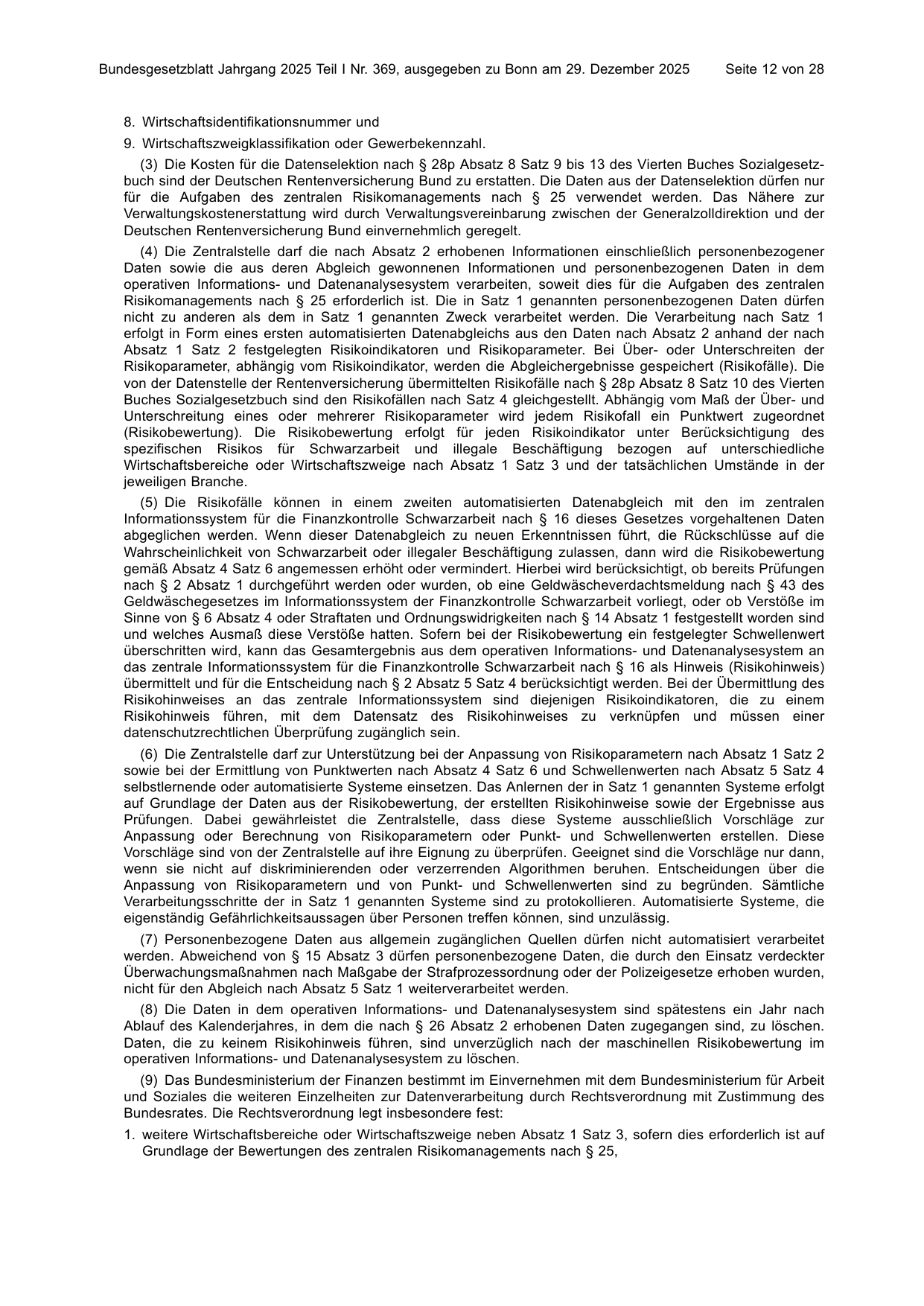 BGBl. 2025, Seite 12 — Originalseite als Abbildung