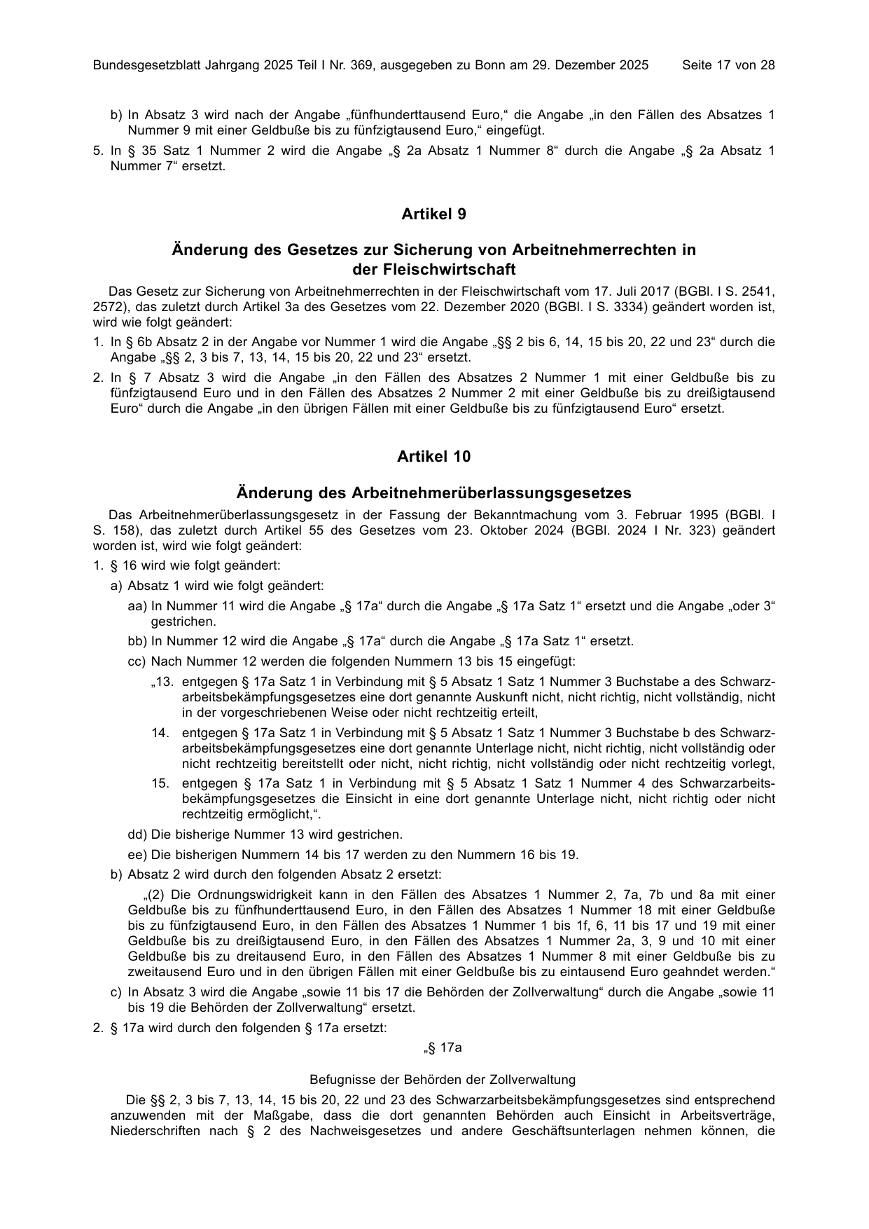 BGBl. 2025, Seite 17 — Originalseite als Abbildung
